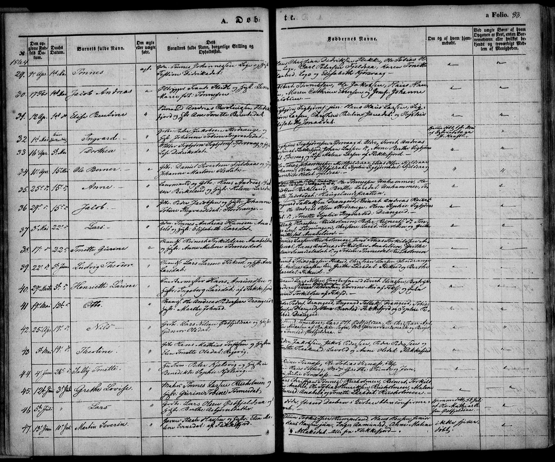 Flekkefjord sokneprestkontor, AV/SAK-1111-0012/F/Fa/Fac/L0005: Parish register (official) no. A 5, 1849-1875, p. 88