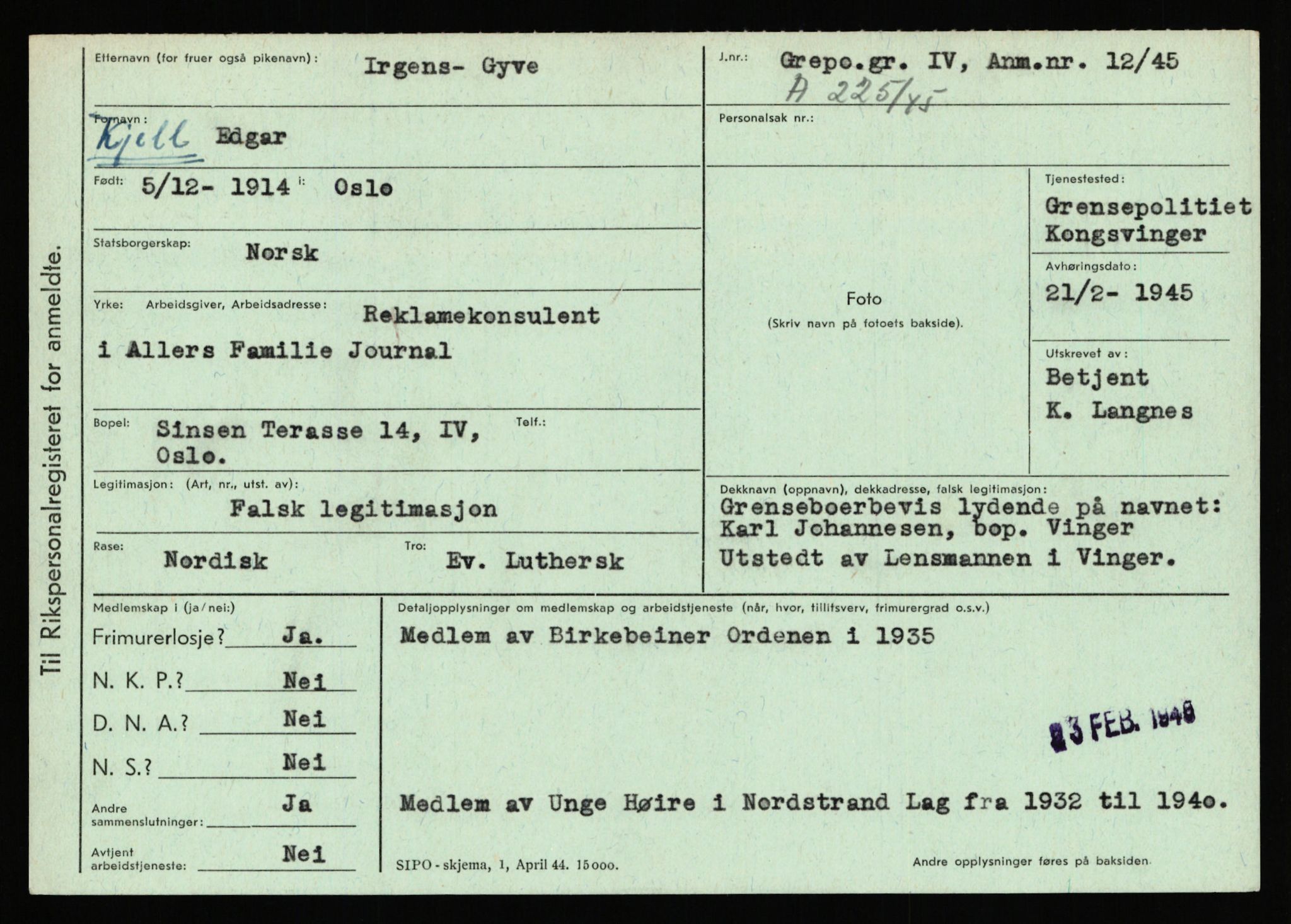 Statspolitiet - Hovedkontoret / Osloavdelingen, AV/RA-S-1329/C/Ca/L0005: Furali - Hamula, 1943-1945, p. 3400