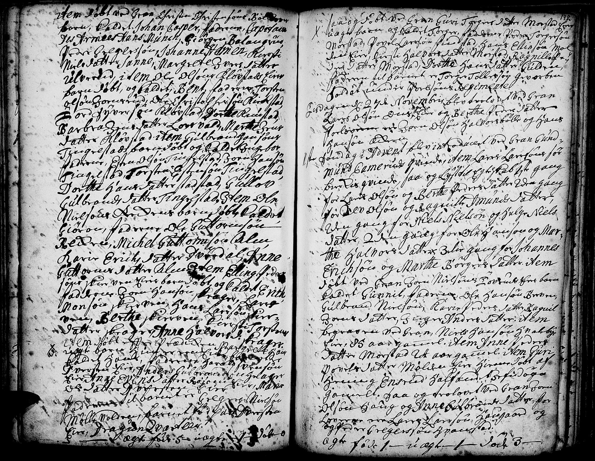 Gran prestekontor, AV/SAH-PREST-112/H/Ha/Haa/L0001: Parish register (official) no. 1, 1707-1731, p. 198