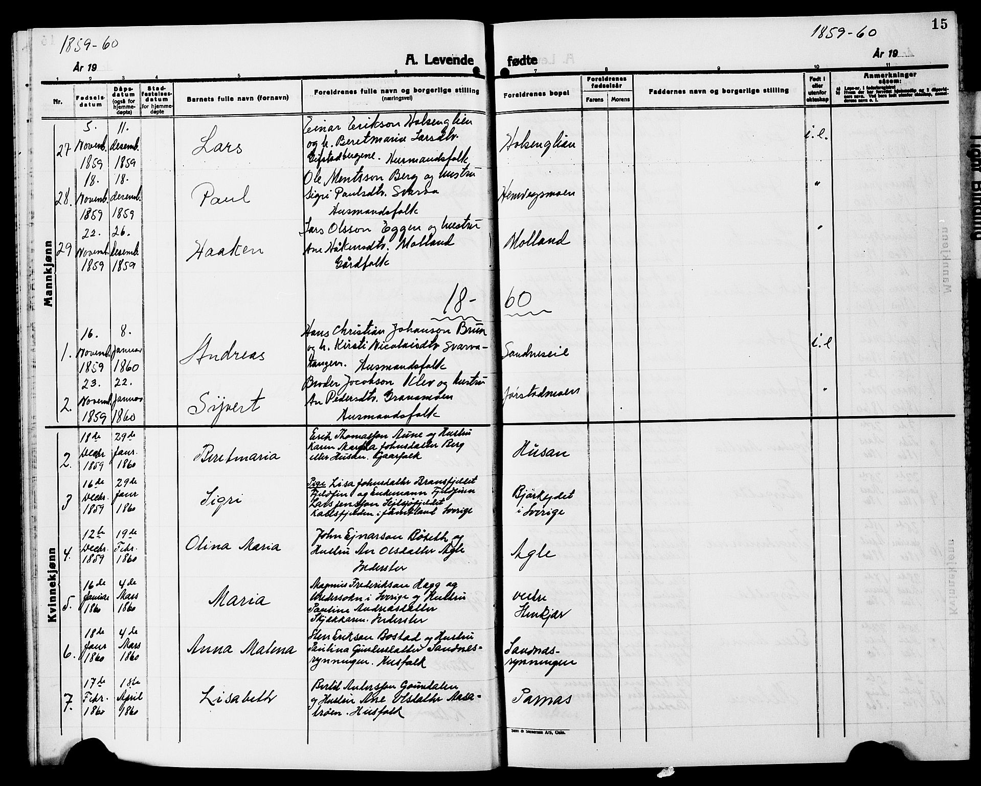 Ministerialprotokoller, klokkerbøker og fødselsregistre - Nord-Trøndelag, SAT/A-1458/749/L0485: Parish register (official) no. 749D01, 1857-1872, p. 15