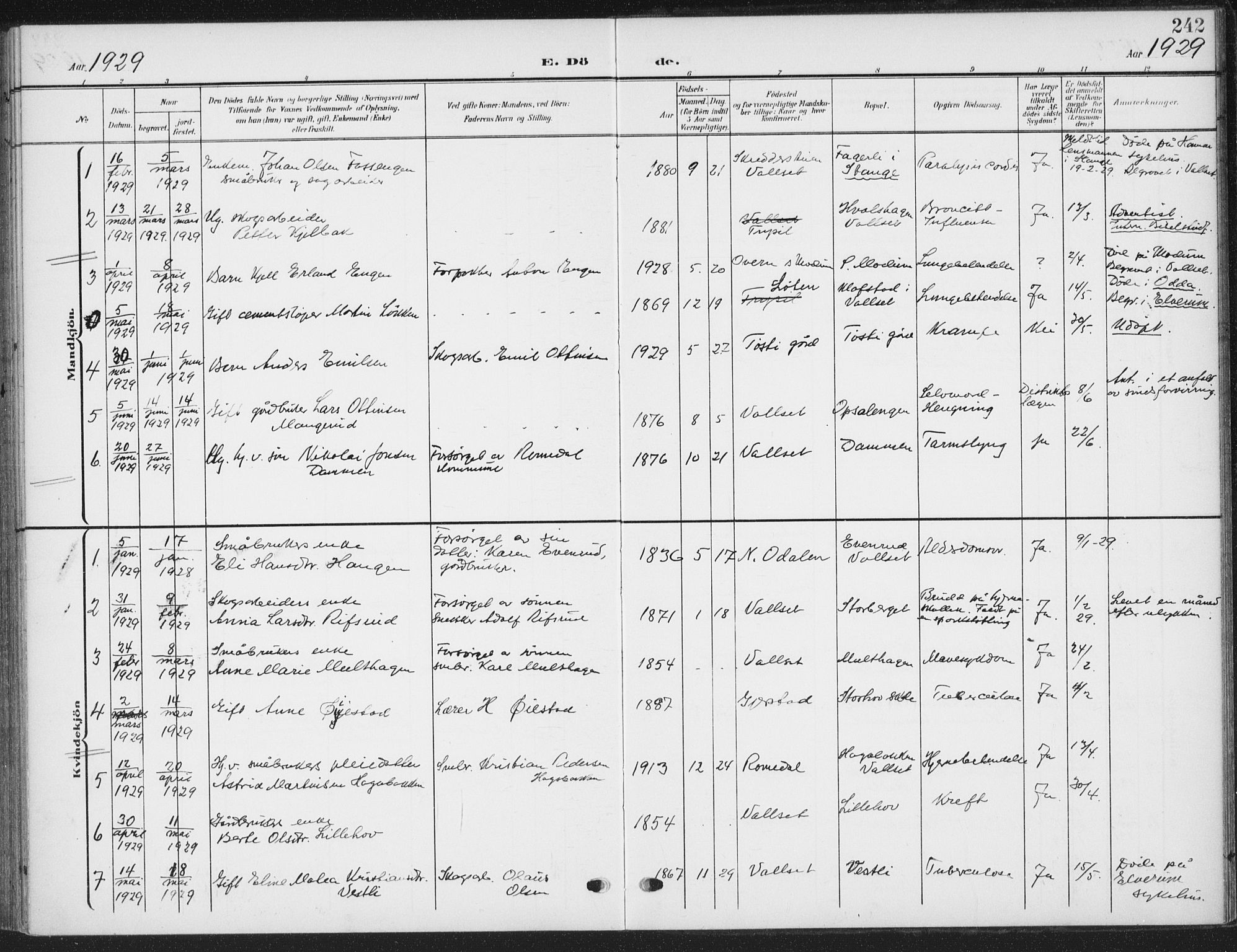 Romedal prestekontor, AV/SAH-PREST-004/K/L0009: Parish register (official) no. 9, 1906-1929, p. 242