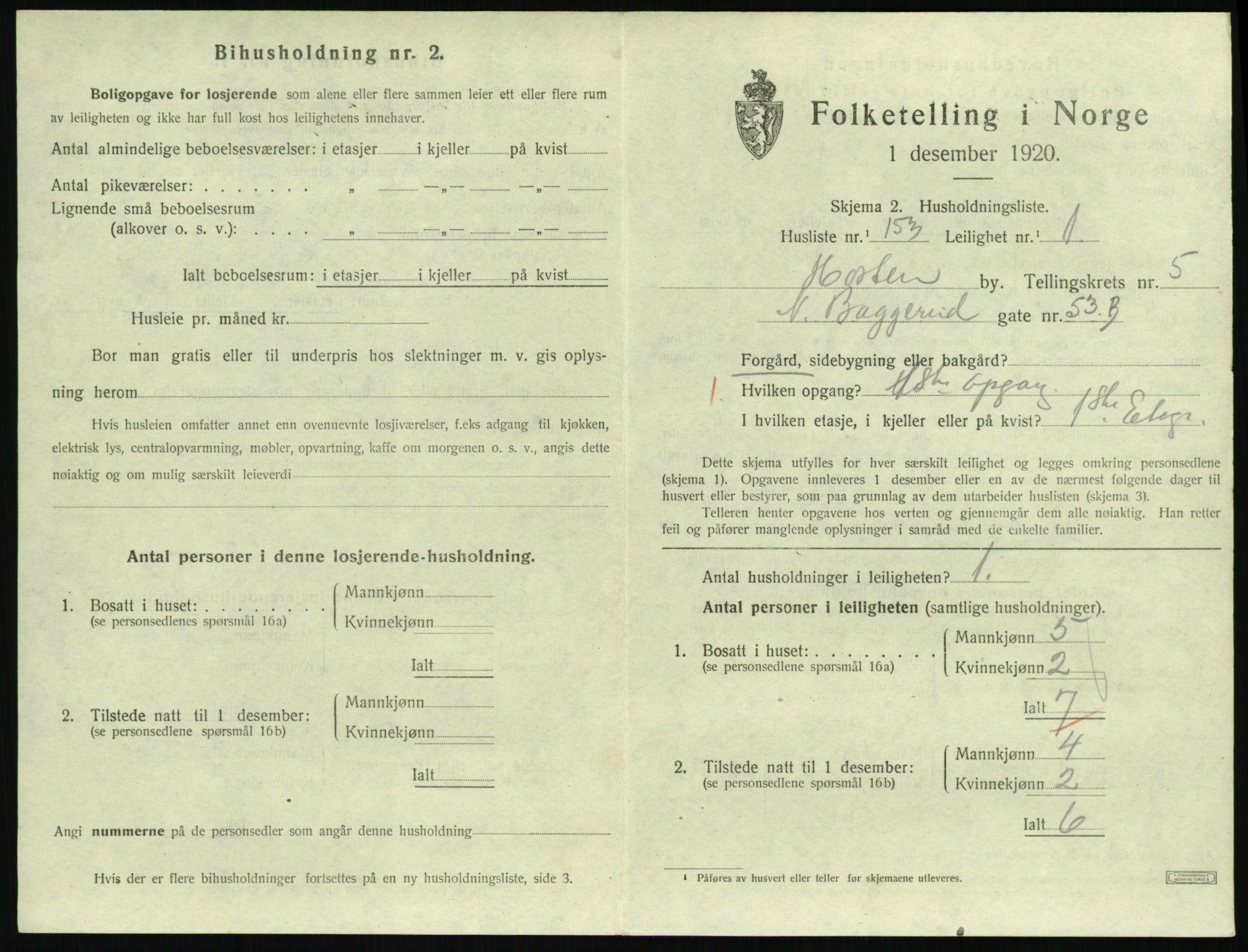 SAKO, 1920 census for Horten, 1920, p. 6181