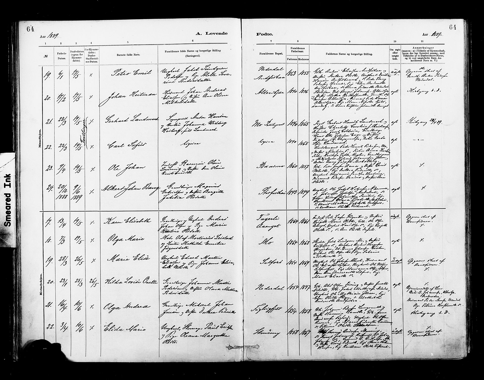 Ministerialprotokoller, klokkerbøker og fødselsregistre - Nordland, SAT/A-1459/827/L0400: Parish register (official) no. 827A12, 1883-1903, p. 64