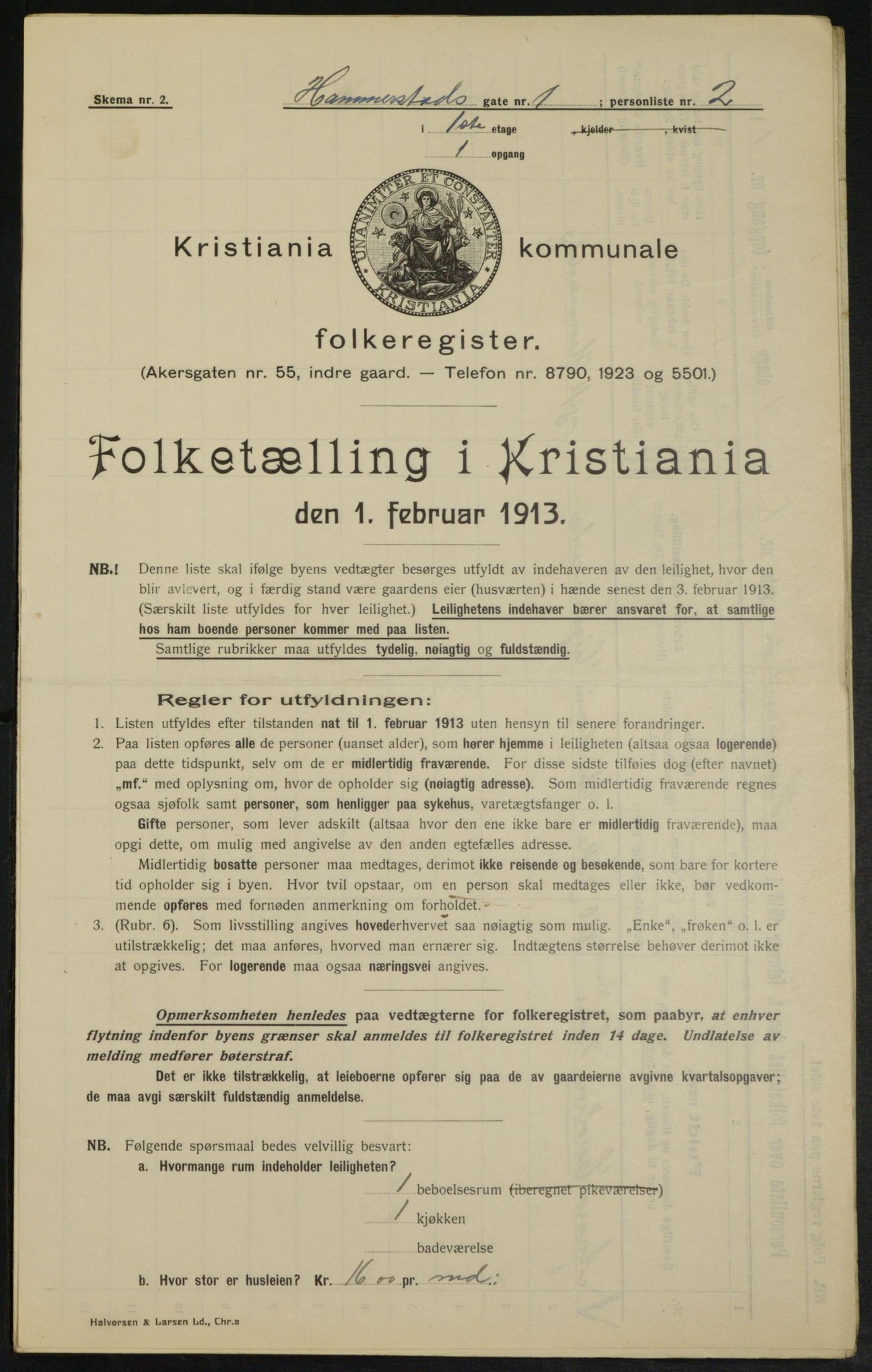 OBA, Municipal Census 1913 for Kristiania, 1913, p. 34595