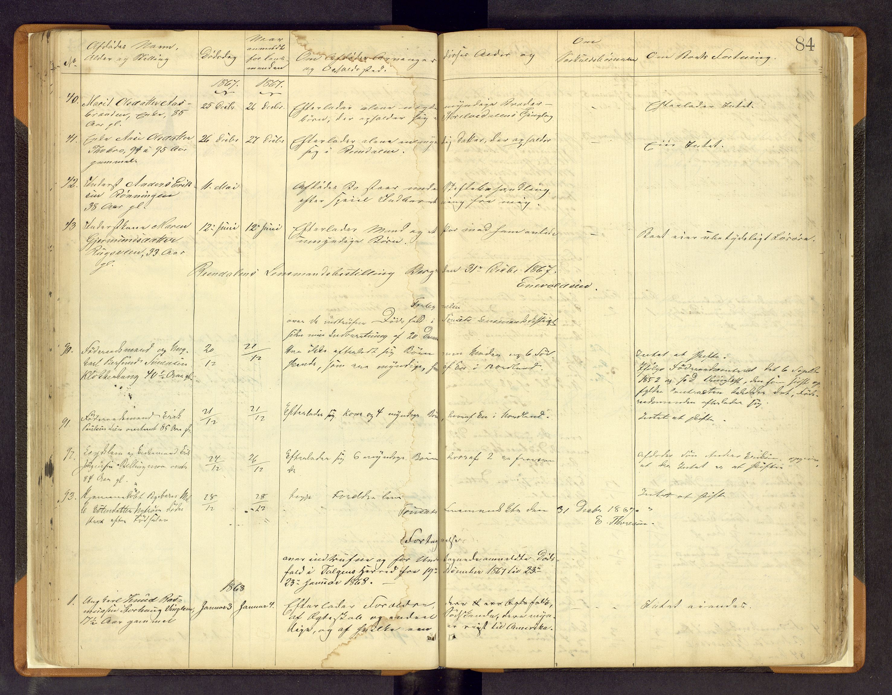 Nord-Østerdal tingrett, AV/SAH-TING-020/H/Hi/L0002/0002: Forskjellig vedrørende tinglysing / Korrigering av grunnboka hvor hjemmelshaver mangler, er død m.v., 1863-1875, p. 84