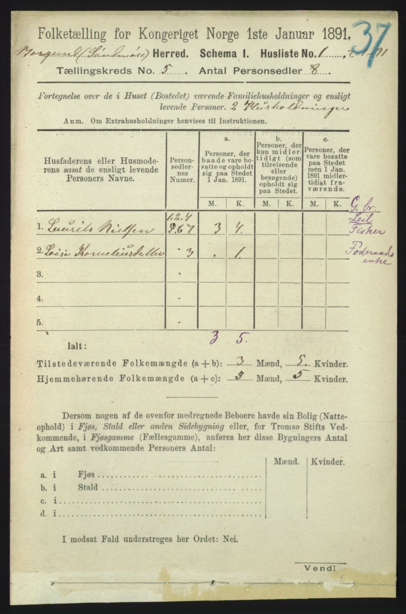 RA, 1891 census for 1531 Borgund, 1891, p. 1221