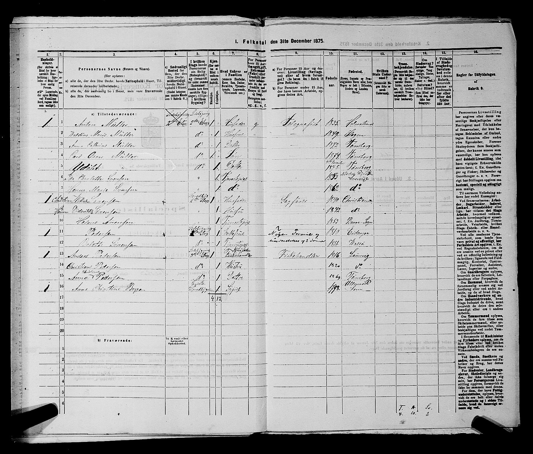 SAKO, 1875 census for 0705P Tønsberg, 1875, p. 413