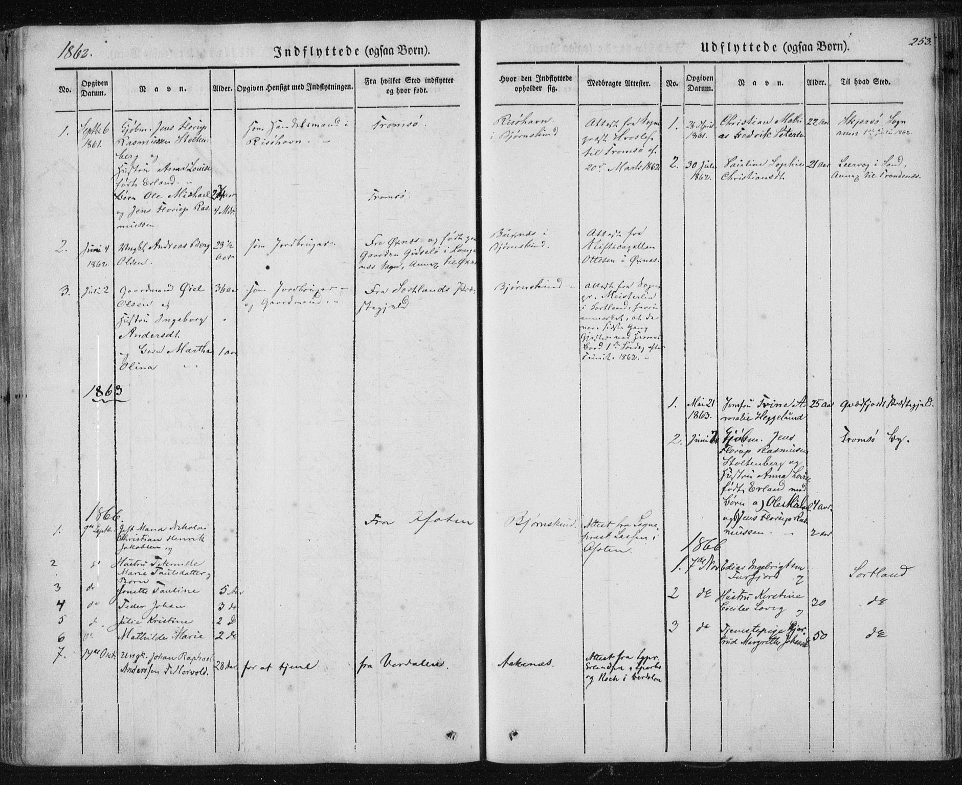 Ministerialprotokoller, klokkerbøker og fødselsregistre - Nordland, SAT/A-1459/897/L1396: Parish register (official) no. 897A04, 1842-1866, p. 253