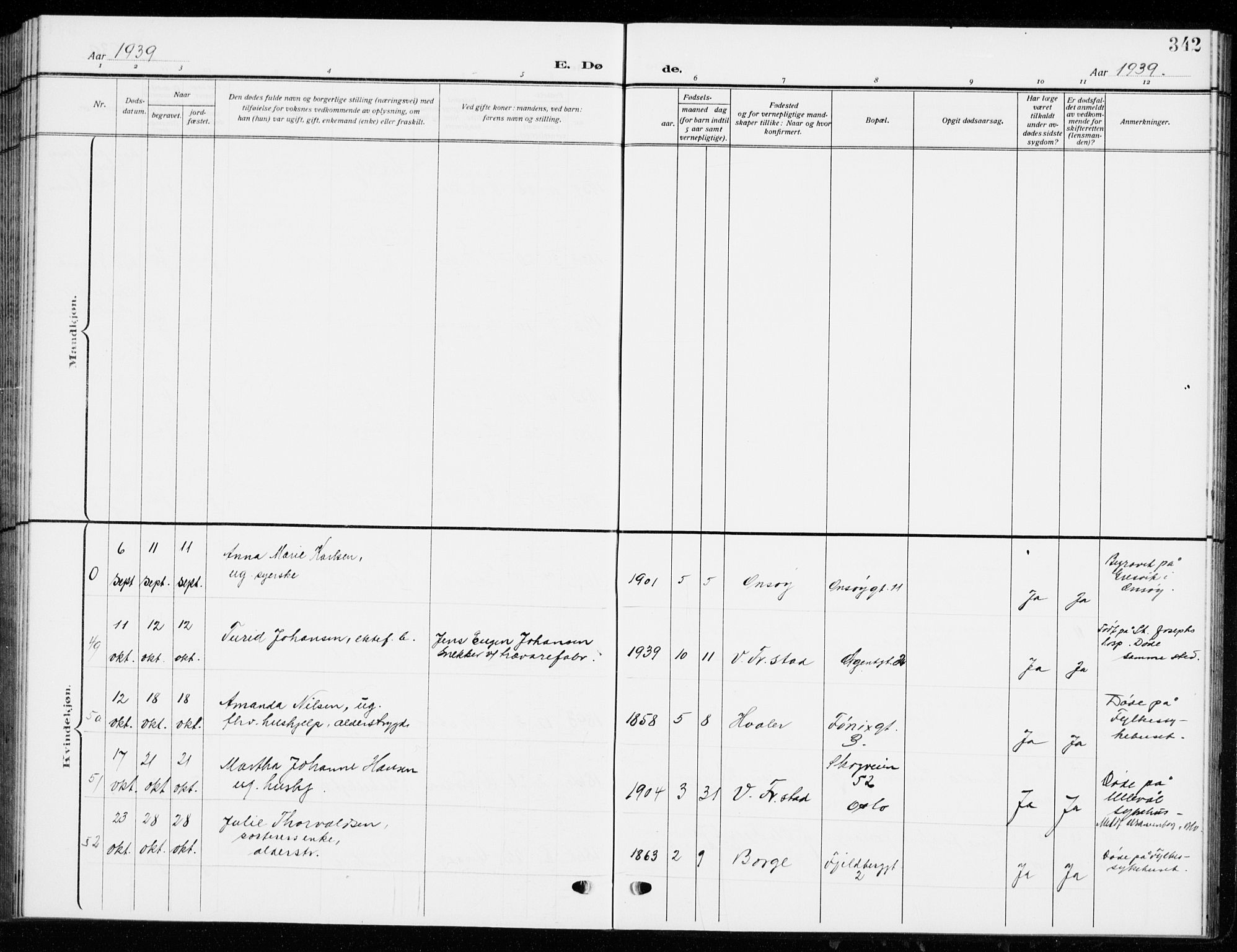 Fredrikstad domkirkes prestekontor Kirkebøker, AV/SAO-A-10906/G/Ga/L0004: Parish register (copy) no. 4, 1910-1944, p. 342