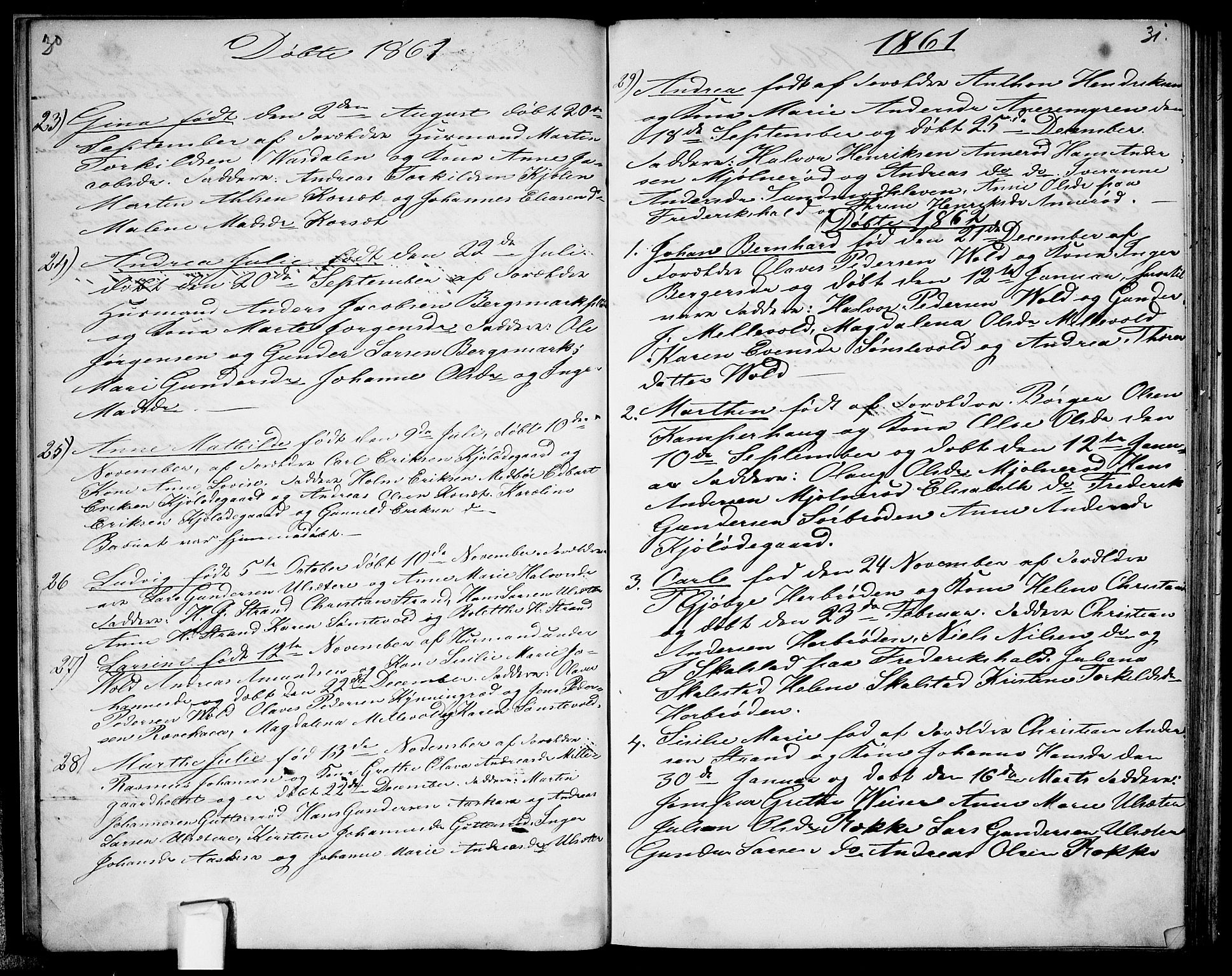 Berg prestekontor Kirkebøker, SAO/A-10902/G/Gc/L0002: Parish register (copy) no. III 2, 1856-1887, p. 30-31