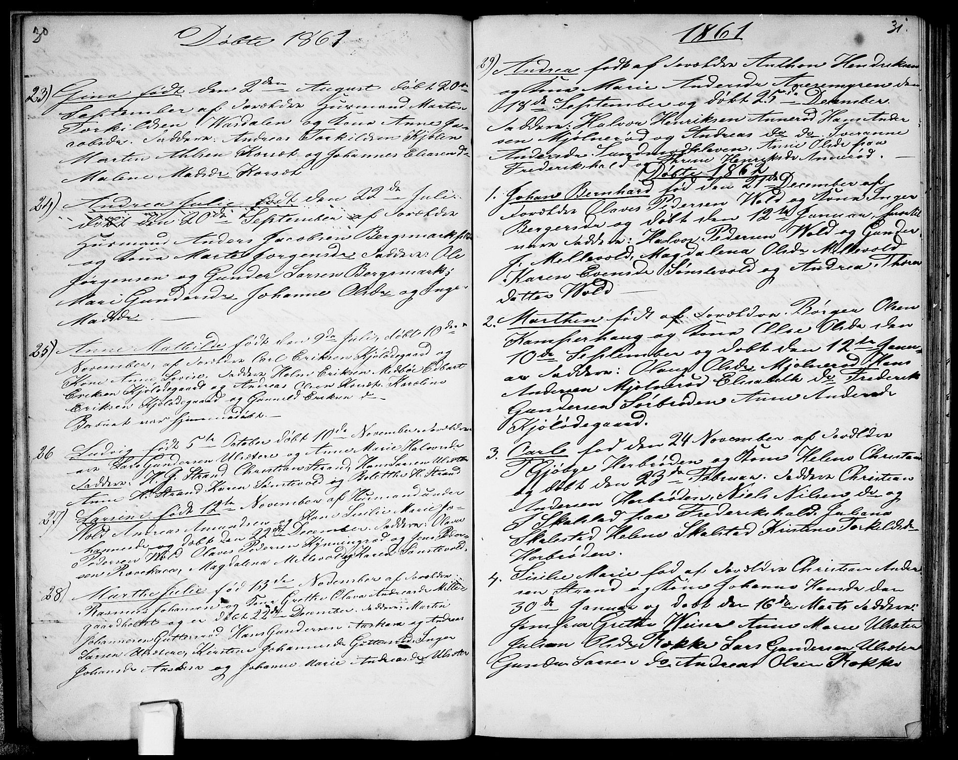 Berg prestekontor Kirkebøker, AV/SAO-A-10902/G/Gc/L0002: Parish register (copy) no. III 2, 1856-1887, p. 30-31