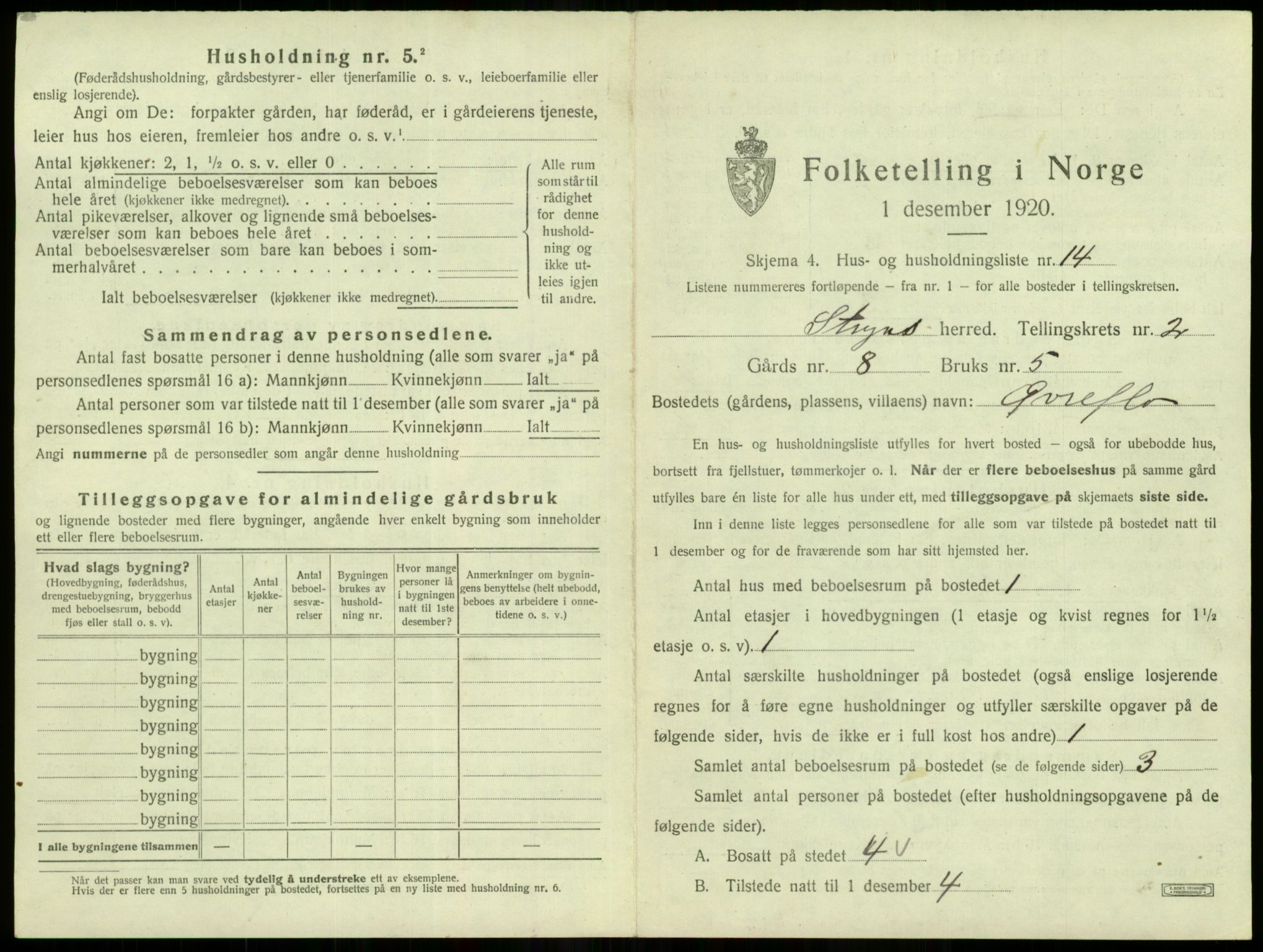 SAB, 1920 census for Stryn, 1920, p. 102