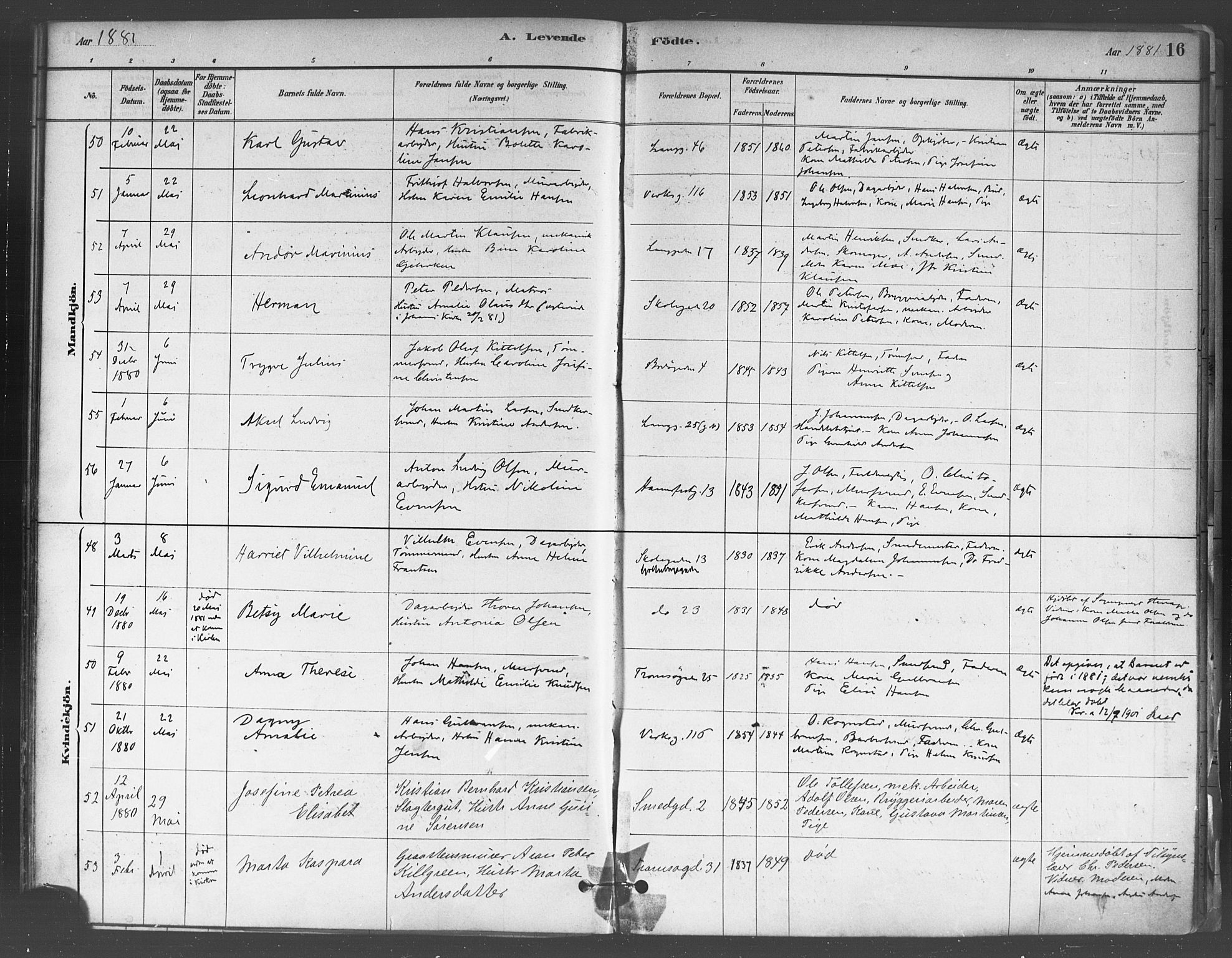Petrus prestekontor Kirkebøker, SAO/A-10872/F/Fa/L0001: Parish register (official) no. 1, 1880-1887, p. 16