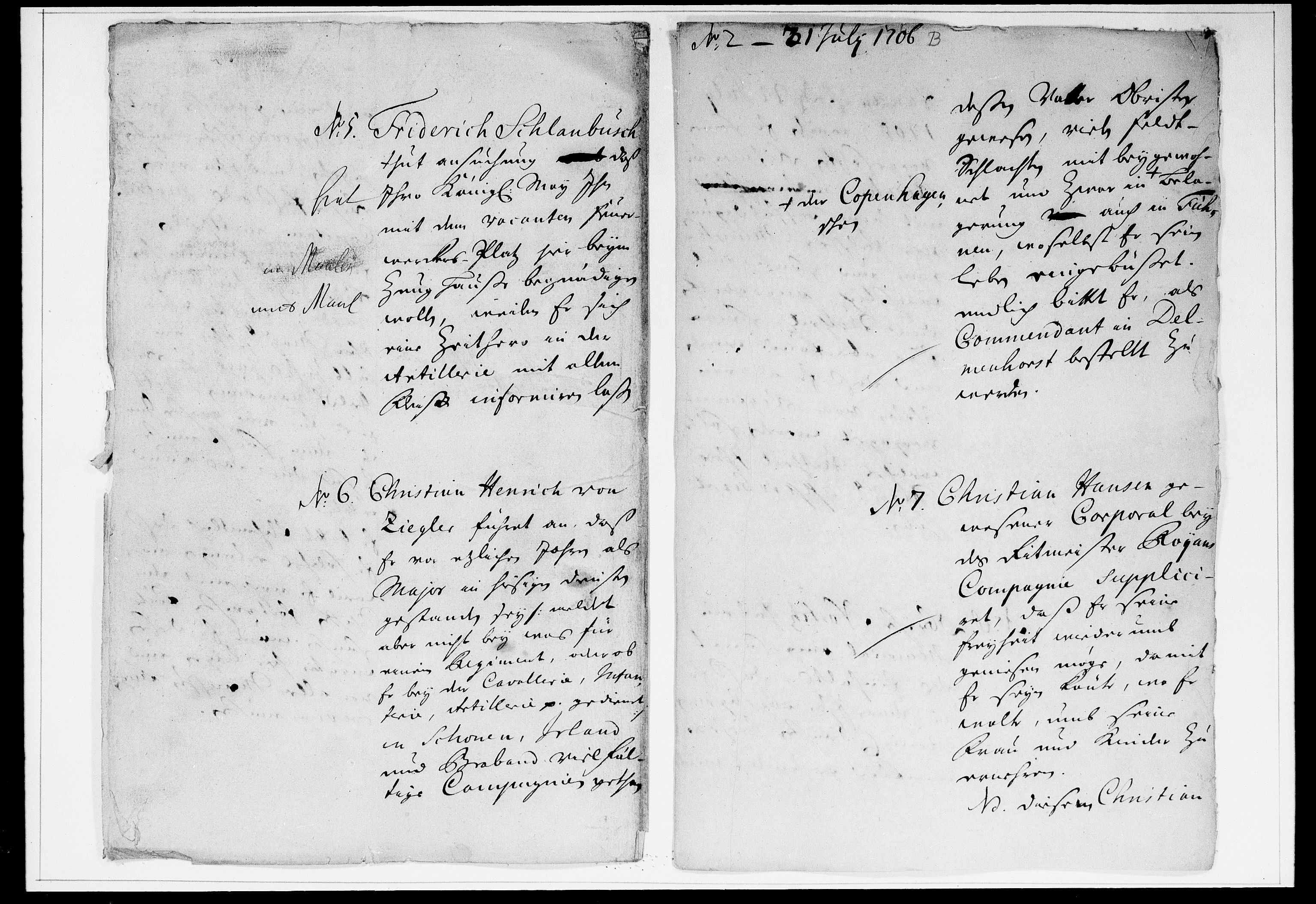 Krigskollegiet, Krigskancelliet, DRA/A-0006/-/0951-0956: Refererede sager, 1706, p. 556