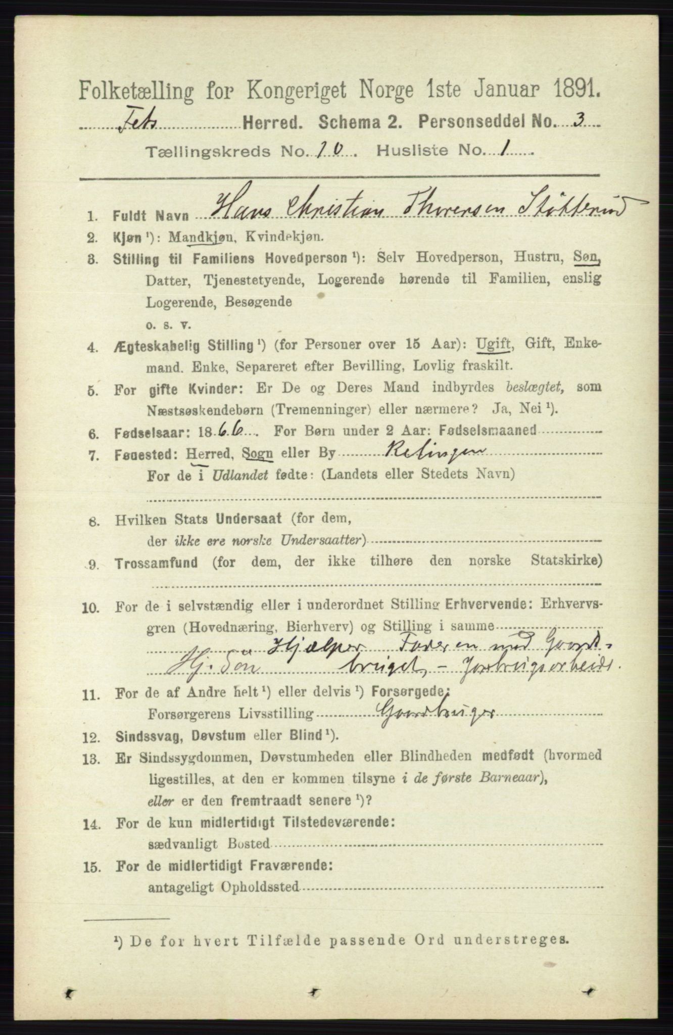 RA, 1891 census for 0227 Fet, 1891, p. 3989