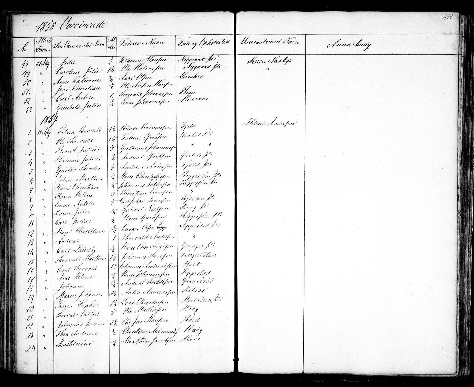 Hobøl prestekontor Kirkebøker, AV/SAO-A-2002/F/Fa/L0003: Parish register (official) no. I 3, 1842-1864, p. 432