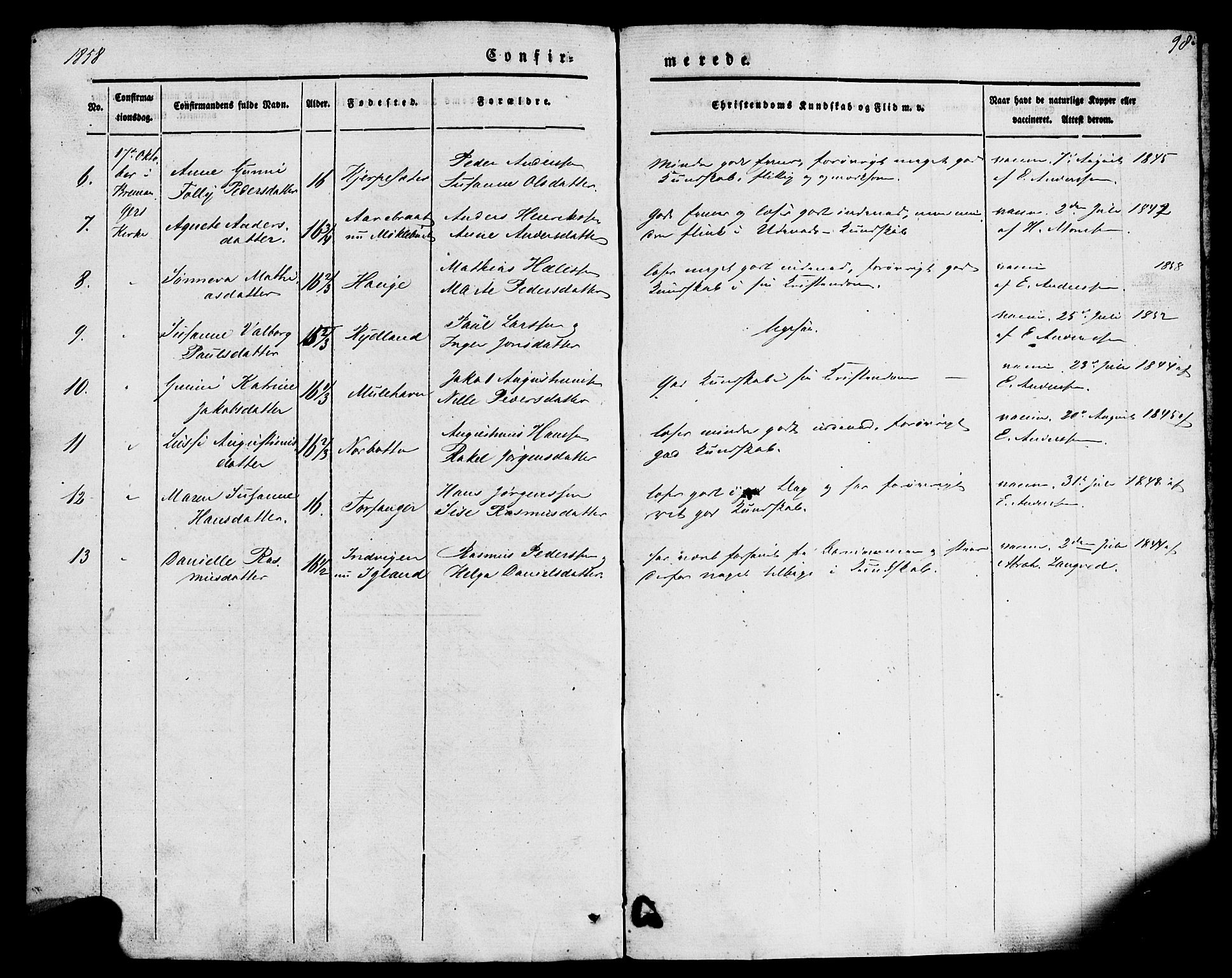 Kinn sokneprestembete, AV/SAB-A-80801/H/Haa/Haaa/L0007: Parish register (official) no. A 7, 1841-1858, p. 98