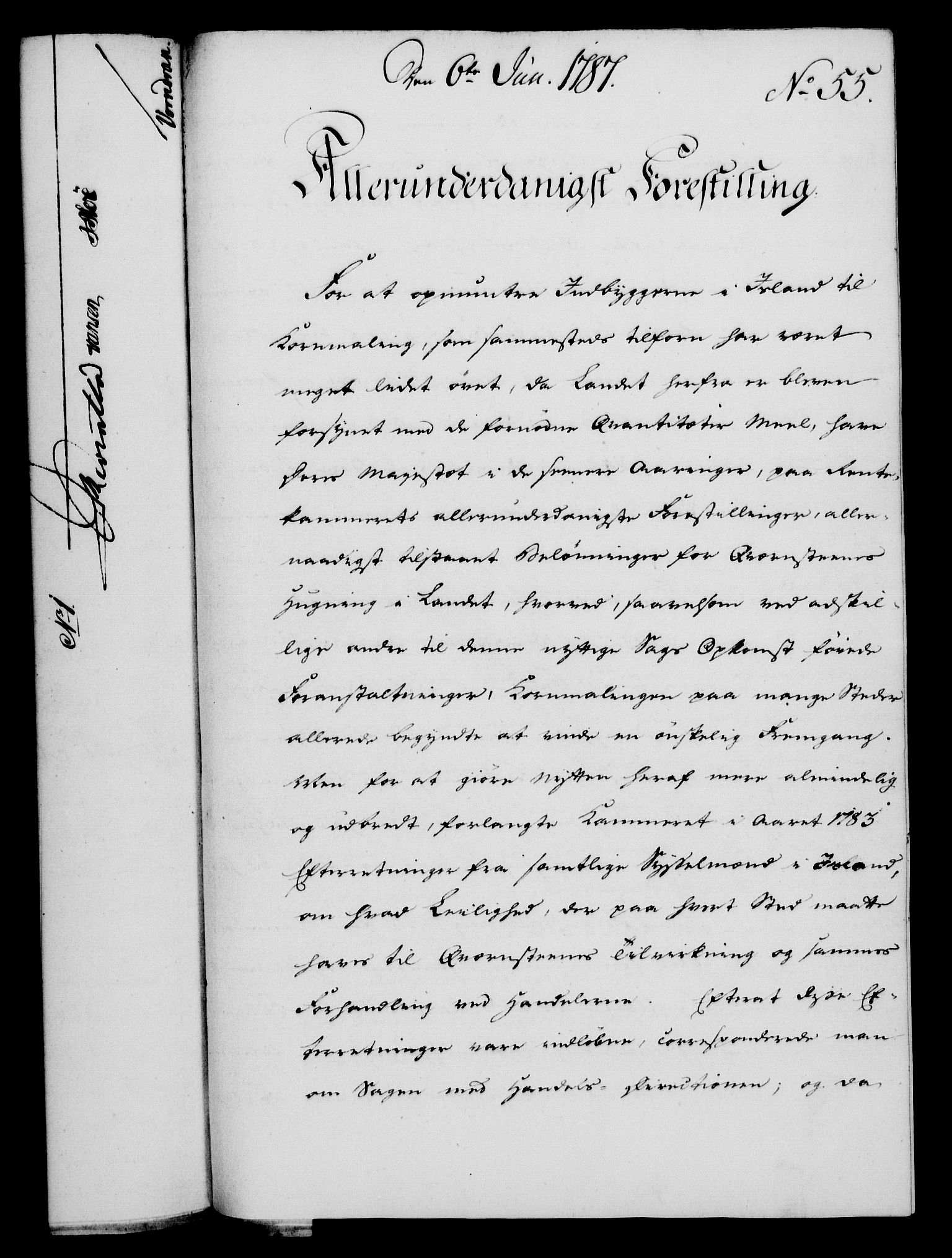 Rentekammeret, Kammerkanselliet, AV/RA-EA-3111/G/Gf/Gfa/L0069: Norsk relasjons- og resolusjonsprotokoll (merket RK 52.69), 1787, p. 413