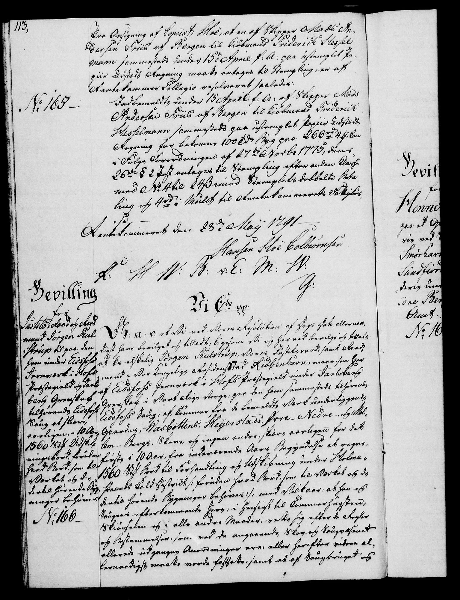 Rentekammeret, Kammerkanselliet, AV/RA-EA-3111/G/Gg/Gga/L0015: Norsk ekspedisjonsprotokoll med register (merket RK 53.15), 1790-1791, p. 113