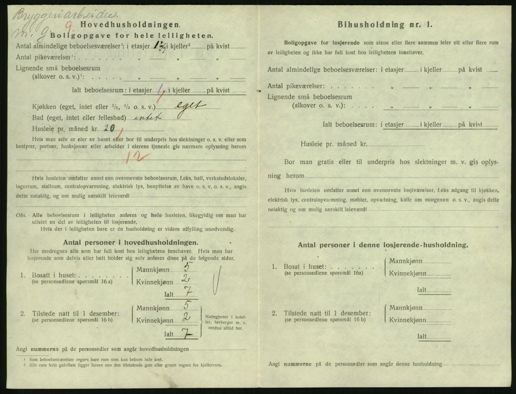 SAH, 1920 census for Lillehammer, 1920, p. 3377