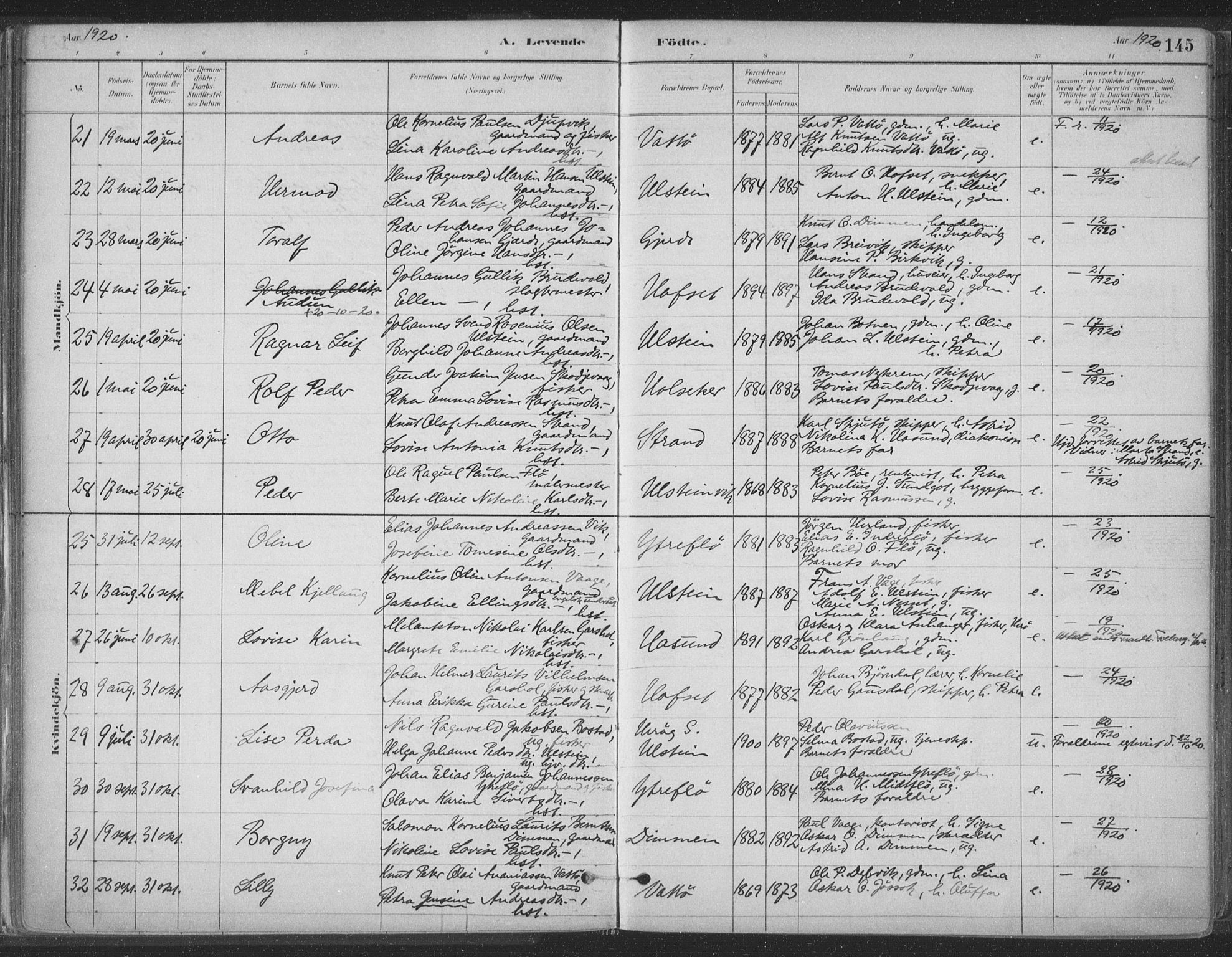 Ministerialprotokoller, klokkerbøker og fødselsregistre - Møre og Romsdal, AV/SAT-A-1454/509/L0106: Parish register (official) no. 509A04, 1883-1922, p. 145