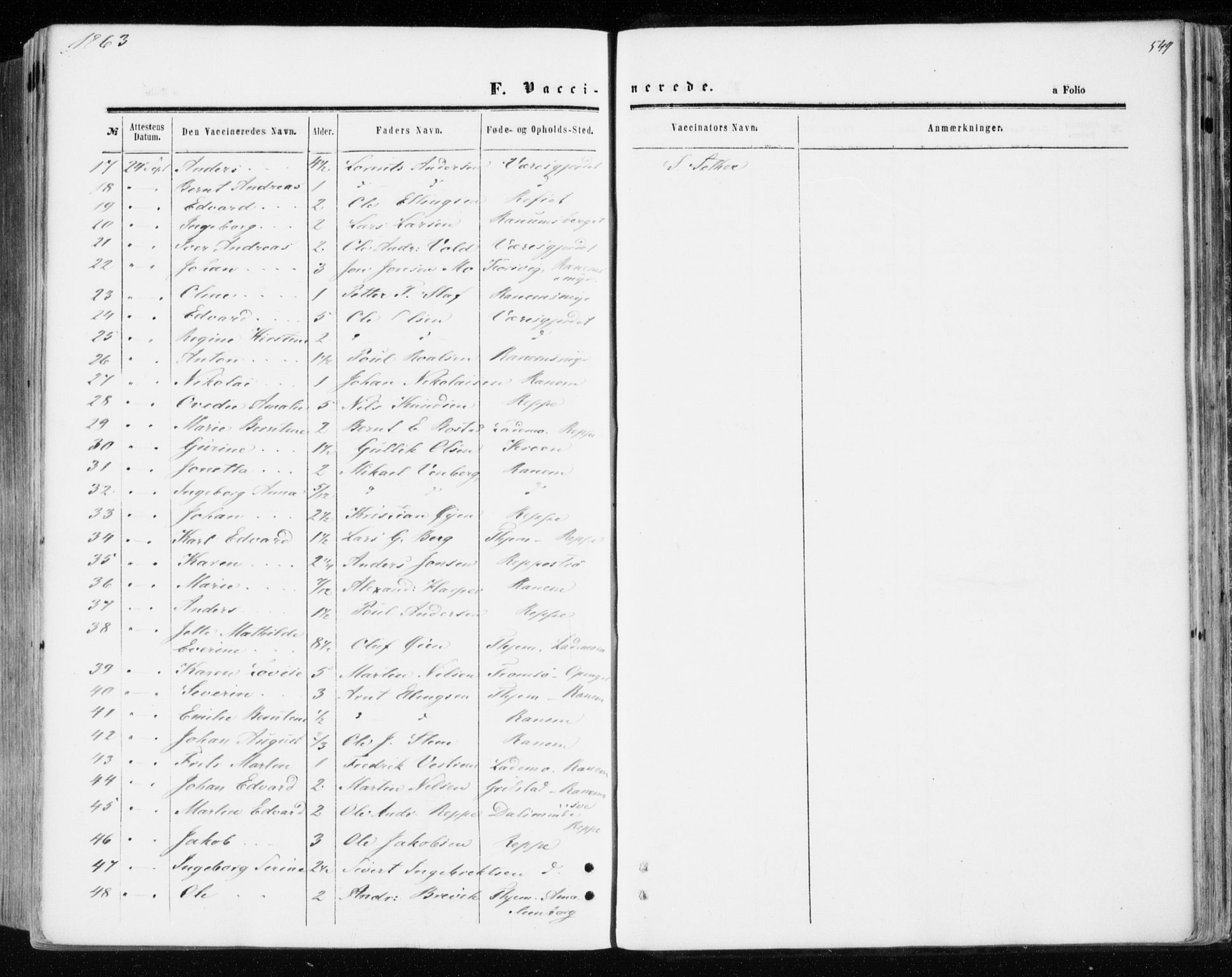 Ministerialprotokoller, klokkerbøker og fødselsregistre - Sør-Trøndelag, AV/SAT-A-1456/606/L0292: Parish register (official) no. 606A07, 1856-1865, p. 549