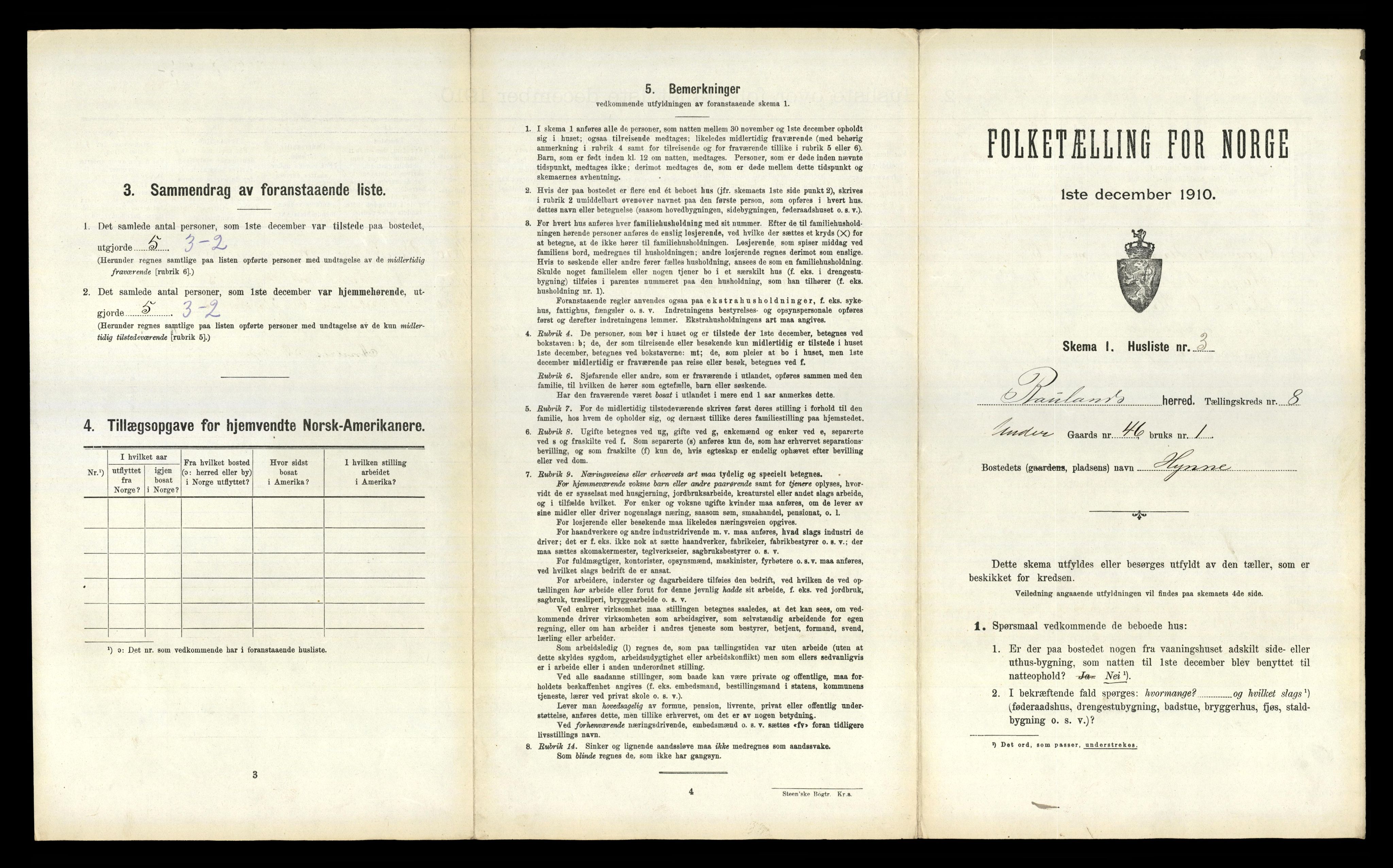 RA, 1910 census for Rauland, 1910, p. 273