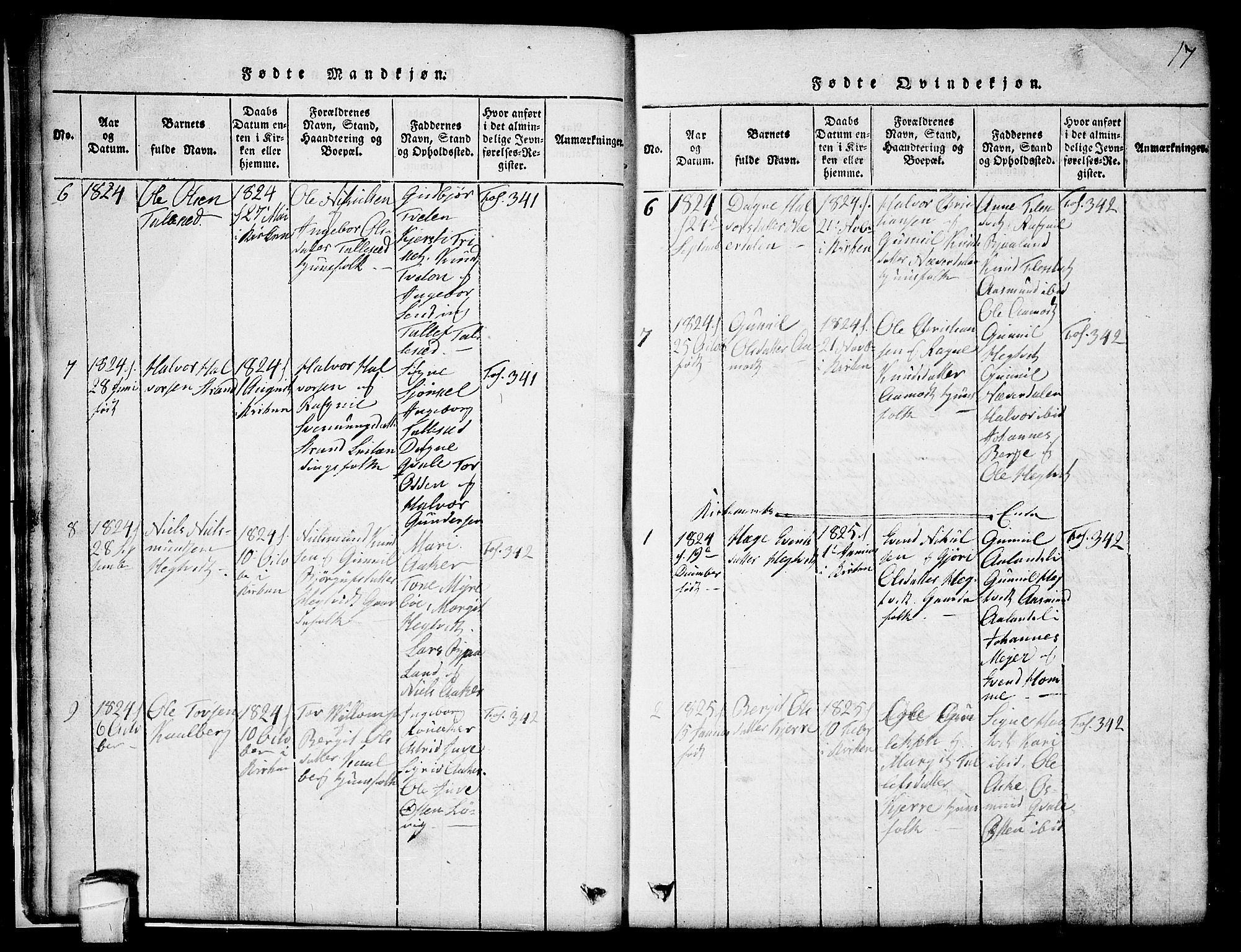 Lårdal kirkebøker, SAKO/A-284/G/Ga/L0001: Parish register (copy) no. I 1, 1815-1861, p. 17