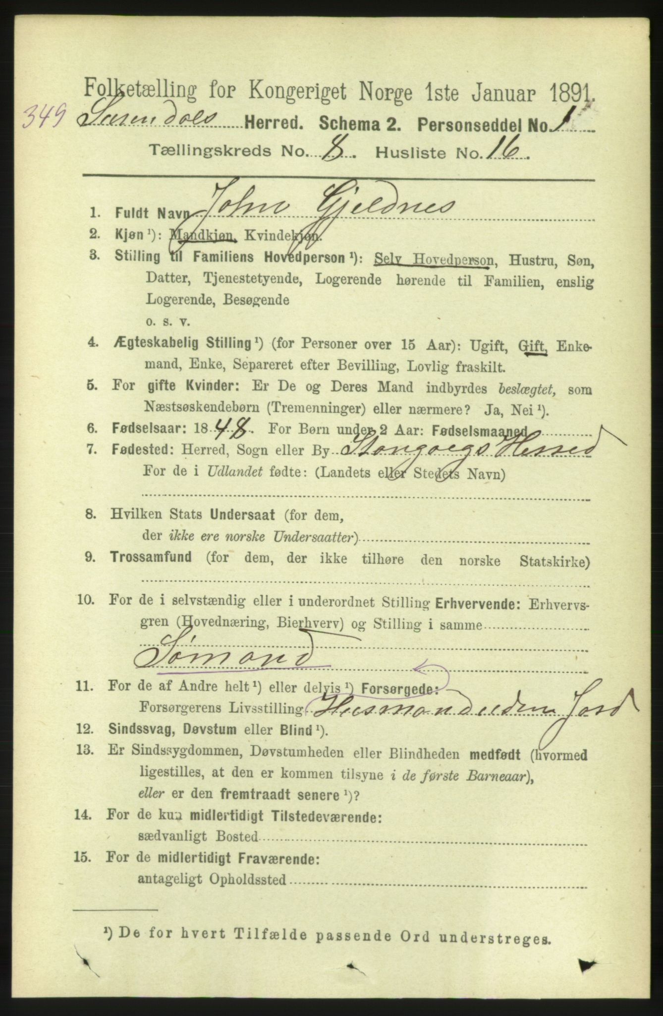 RA, 1891 census for 1566 Surnadal, 1891, p. 2166