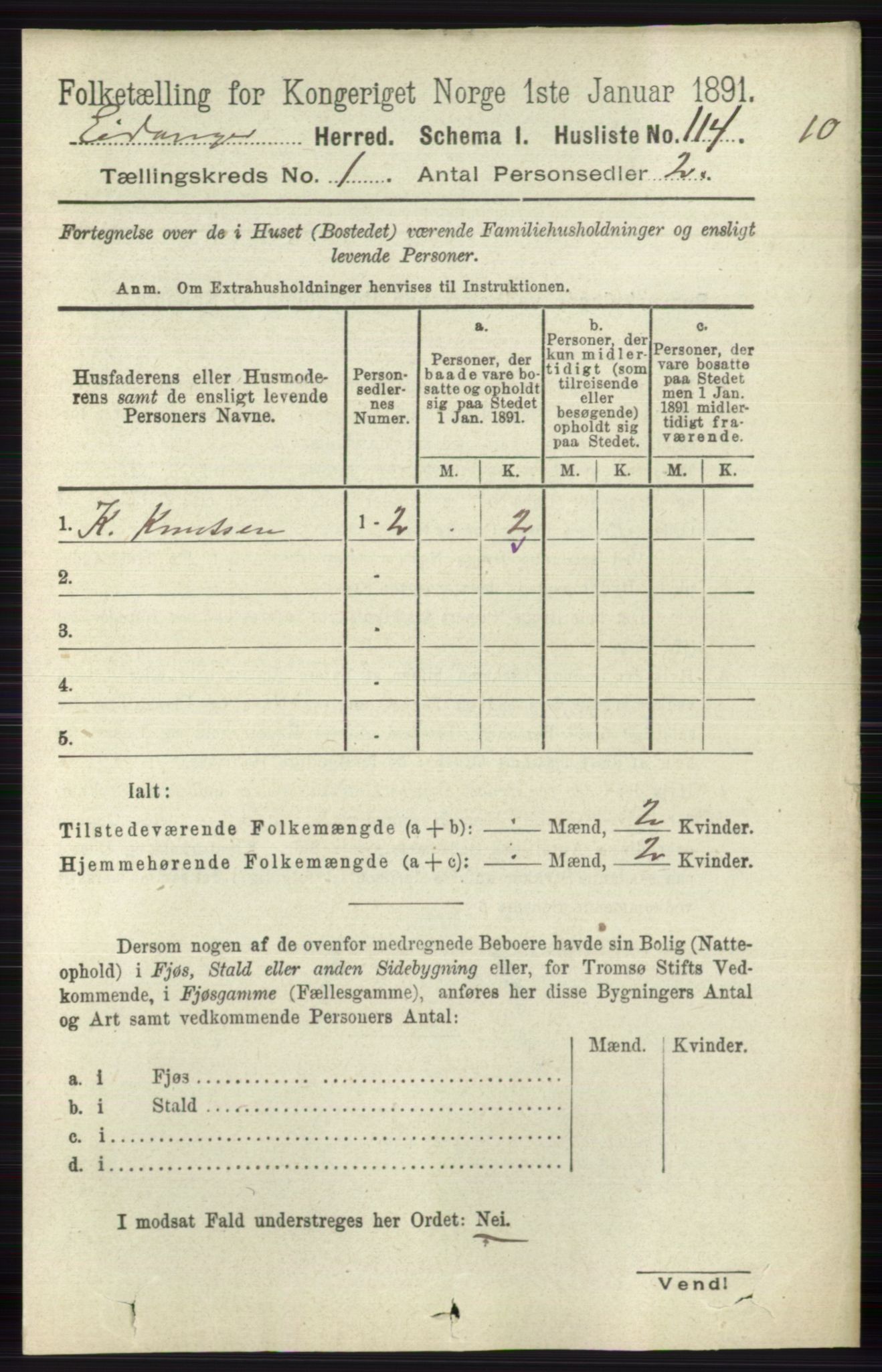 RA, 1891 census for 0813 Eidanger, 1891, p. 145