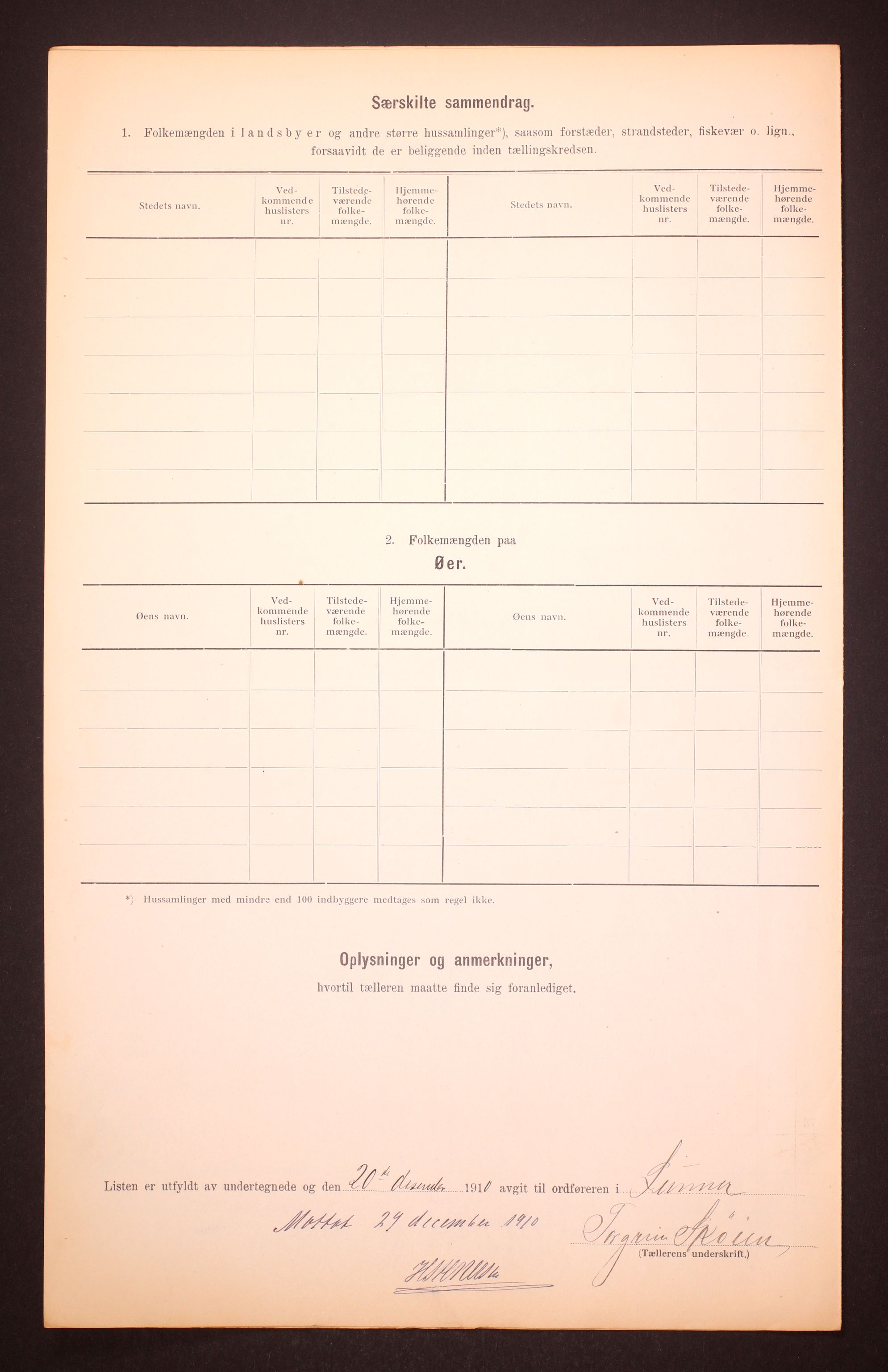 RA, 1910 census for Lunner, 1910, p. 30