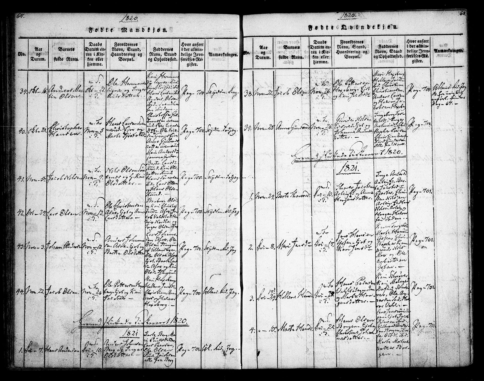 Sørum prestekontor Kirkebøker, AV/SAO-A-10303/F/Fa/L0003: Parish register (official) no. I 3, 1814-1829, p. 67-68