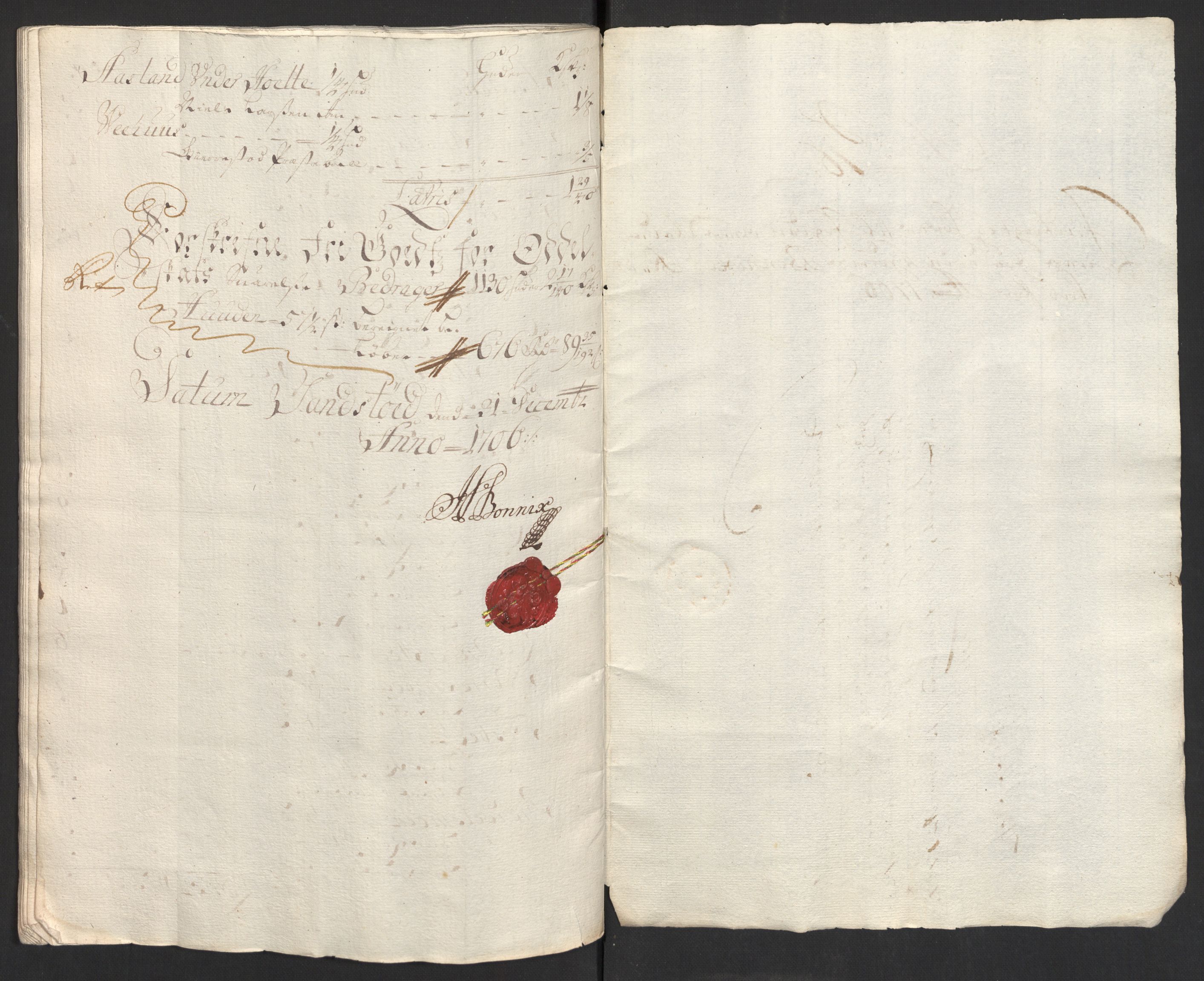 Rentekammeret inntil 1814, Reviderte regnskaper, Fogderegnskap, AV/RA-EA-4092/R39/L2318: Fogderegnskap Nedenes, 1706-1709, p. 108