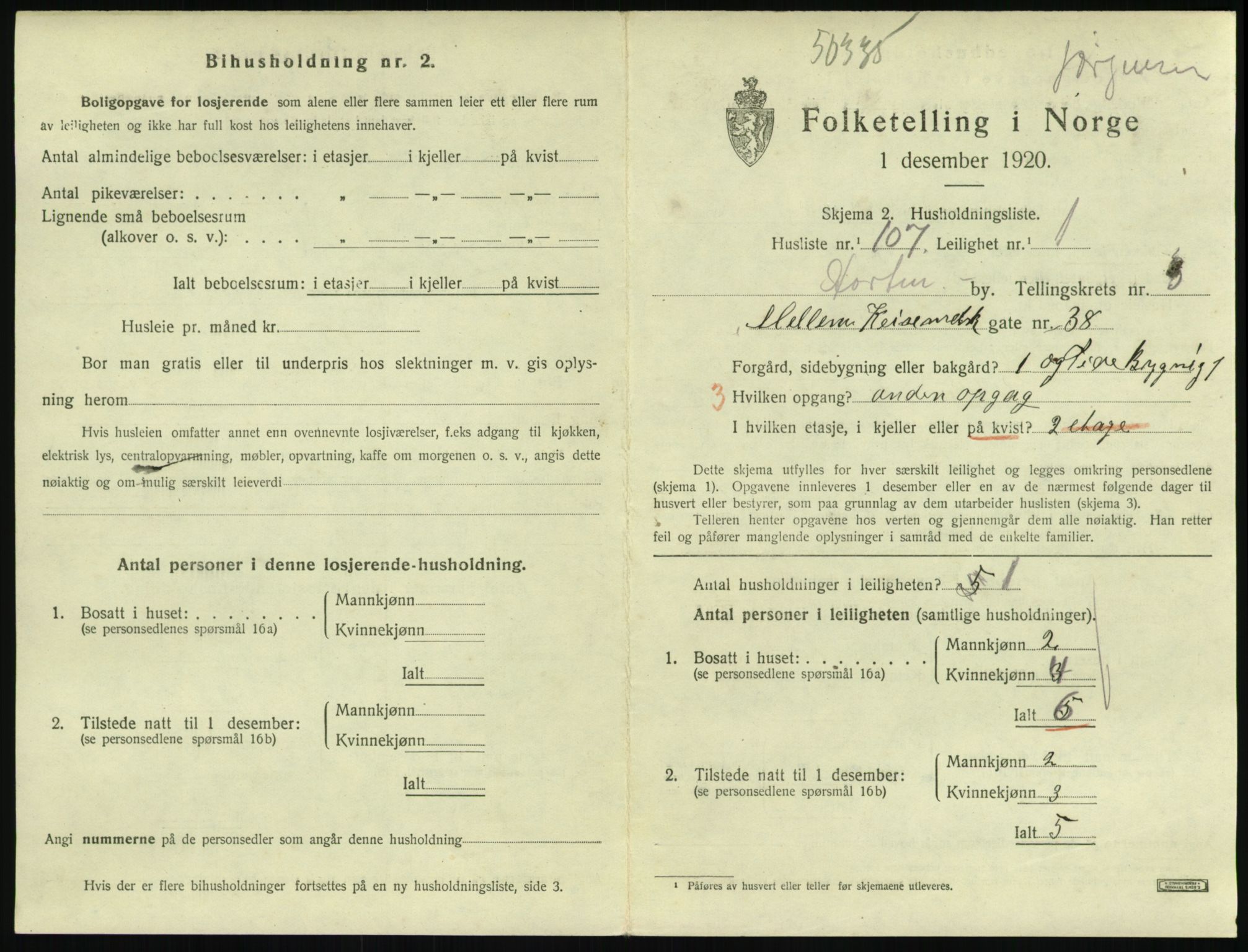 SAKO, 1920 census for Horten, 1920, p. 4491