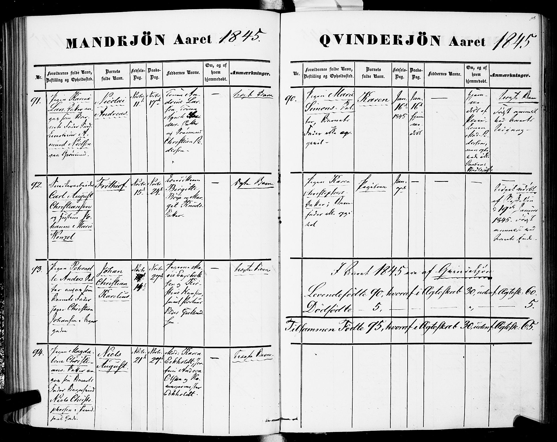 Rikshospitalet prestekontor Kirkebøker, AV/SAO-A-10309b/F/L0003: Parish register (official) no. 3, 1841-1853, p. 108