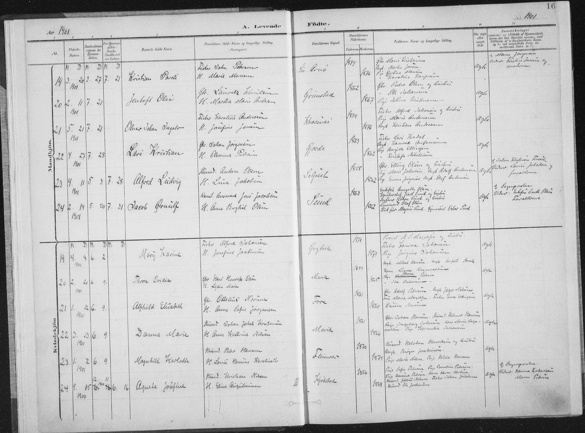 Ministerialprotokoller, klokkerbøker og fødselsregistre - Nordland, SAT/A-1459/805/L0102: Parish register (official) no. 805A08I, 1900-1909, p. 16
