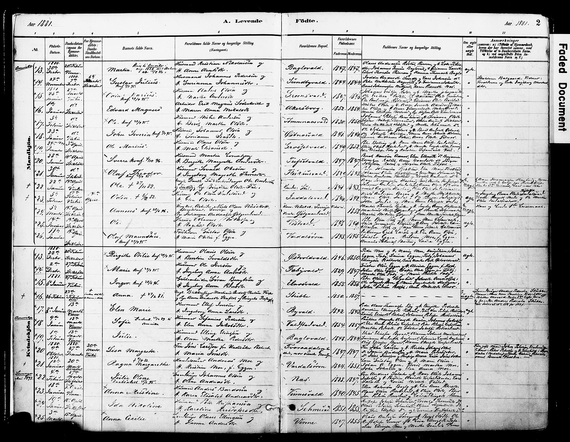 Ministerialprotokoller, klokkerbøker og fødselsregistre - Nord-Trøndelag, SAT/A-1458/723/L0244: Parish register (official) no. 723A13, 1881-1899, p. 2