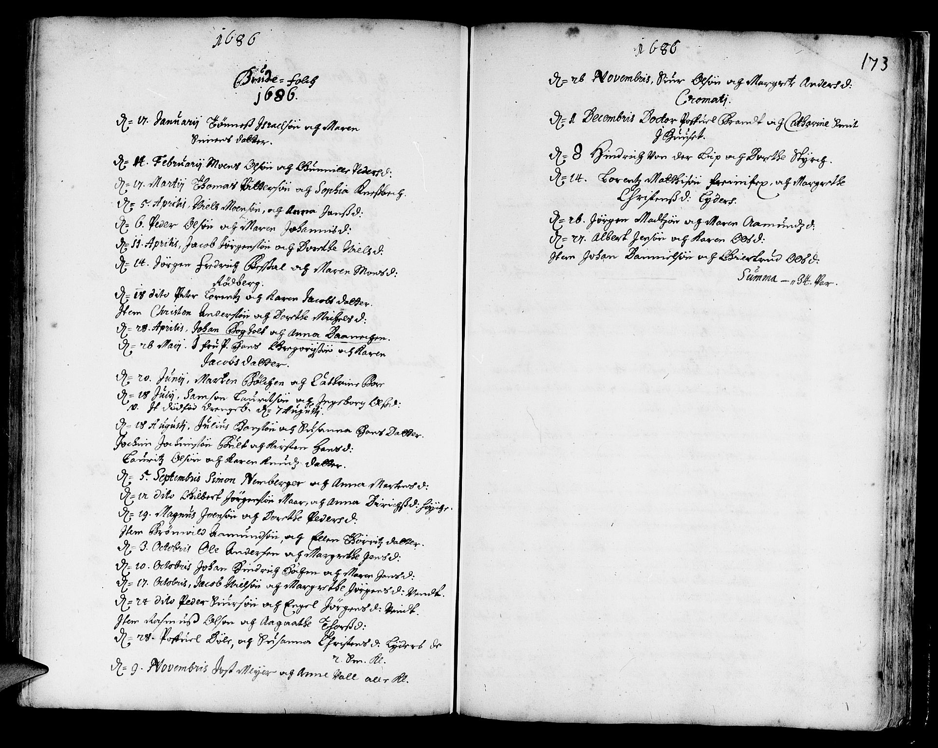Korskirken sokneprestembete, SAB/A-76101/H/Haa/L0001: Parish register (official) no. A 1, 1674-1688, p. 173