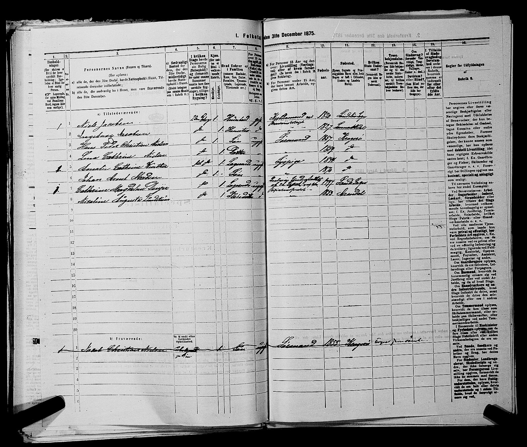 SAKO, 1875 census for 0801P Kragerø, 1875, p. 270