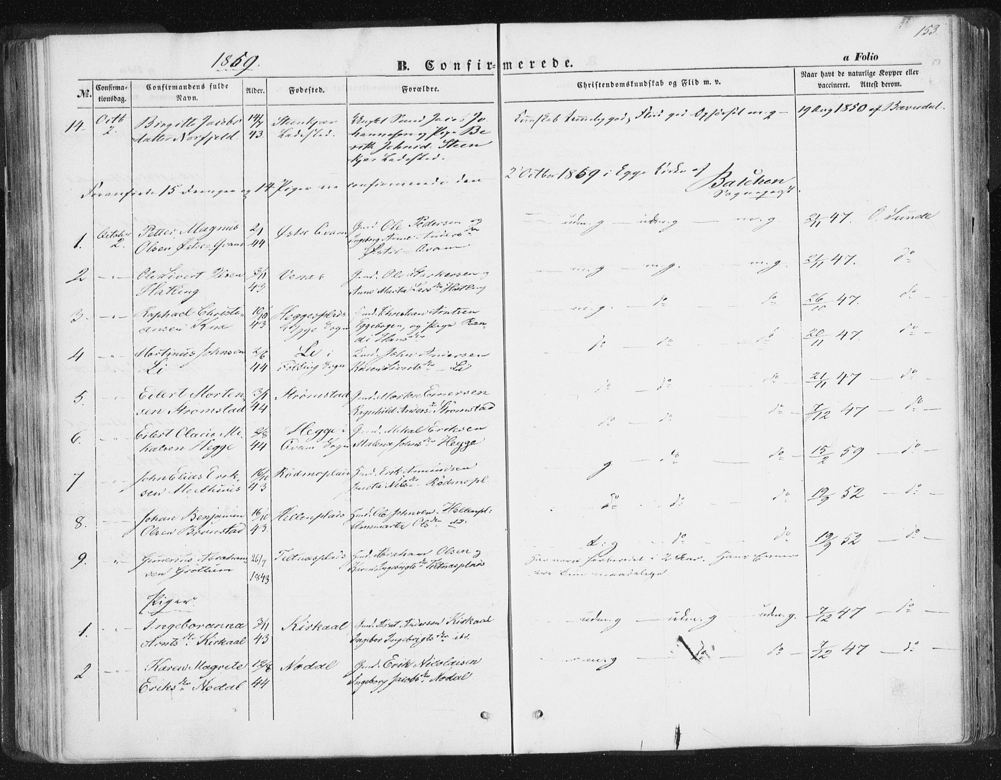 Ministerialprotokoller, klokkerbøker og fødselsregistre - Nord-Trøndelag, AV/SAT-A-1458/746/L0446: Parish register (official) no. 746A05, 1846-1859, p. 153