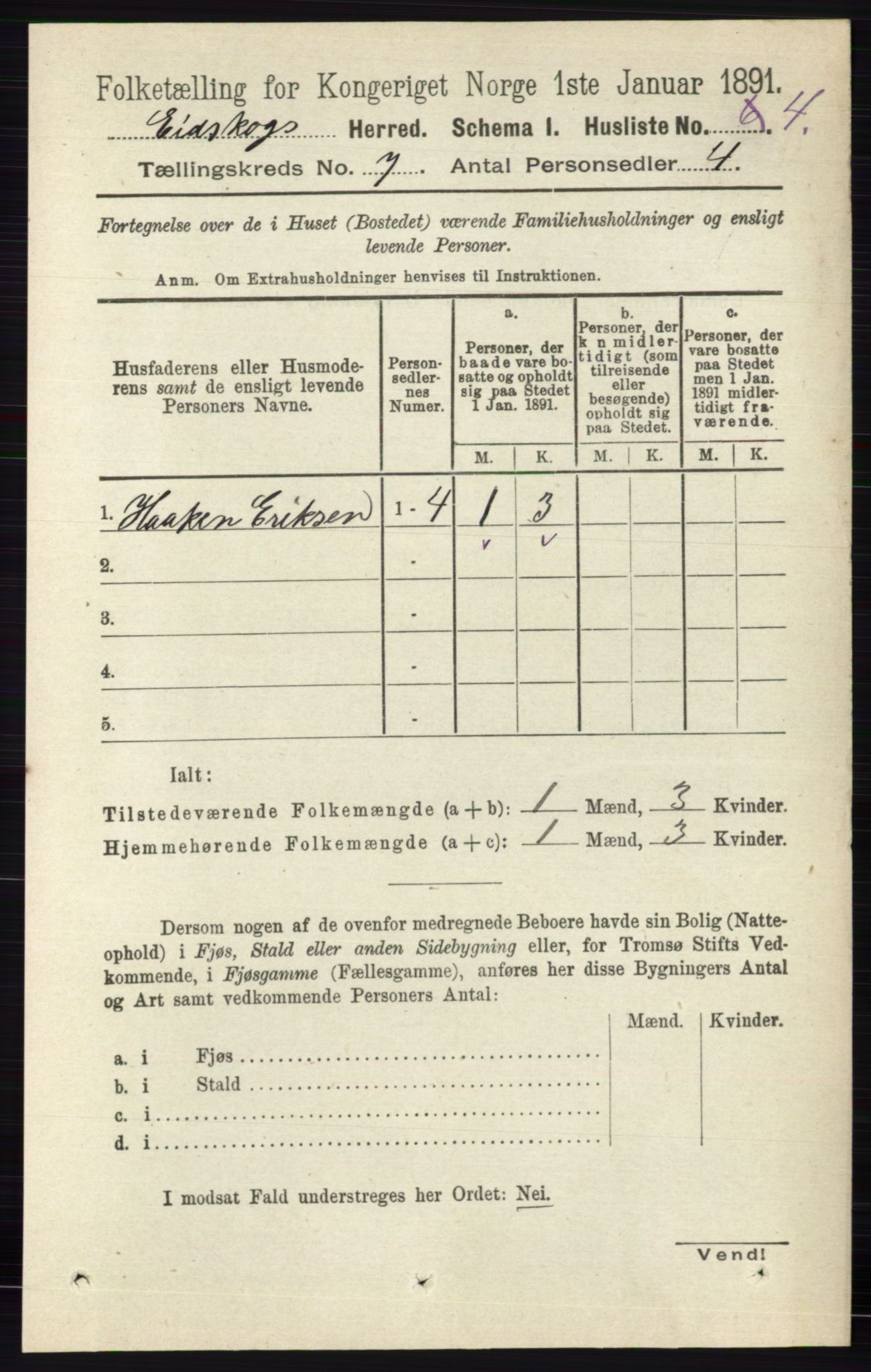 RA, 1891 census for 0420 Eidskog, 1891, p. 3554