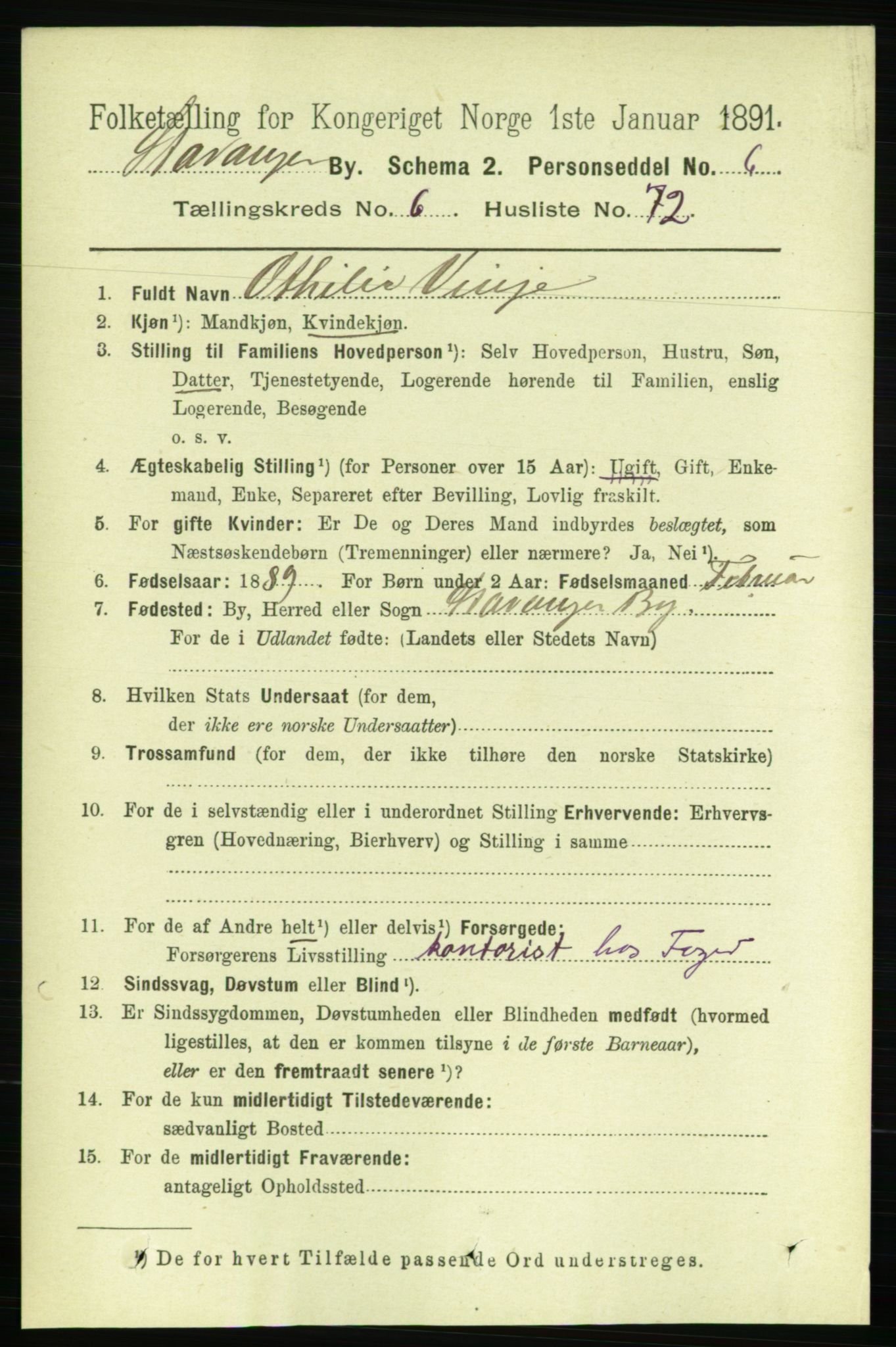 RA, 1891 census for 1103 Stavanger, 1891, p. 10654