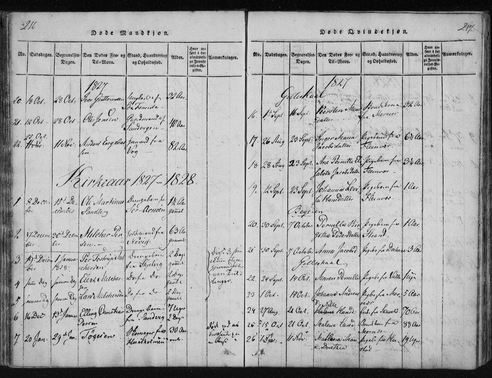 Ministerialprotokoller, klokkerbøker og fødselsregistre - Nordland, SAT/A-1459/805/L0096: Parish register (official) no. 805A03, 1820-1837, p. 216-217
