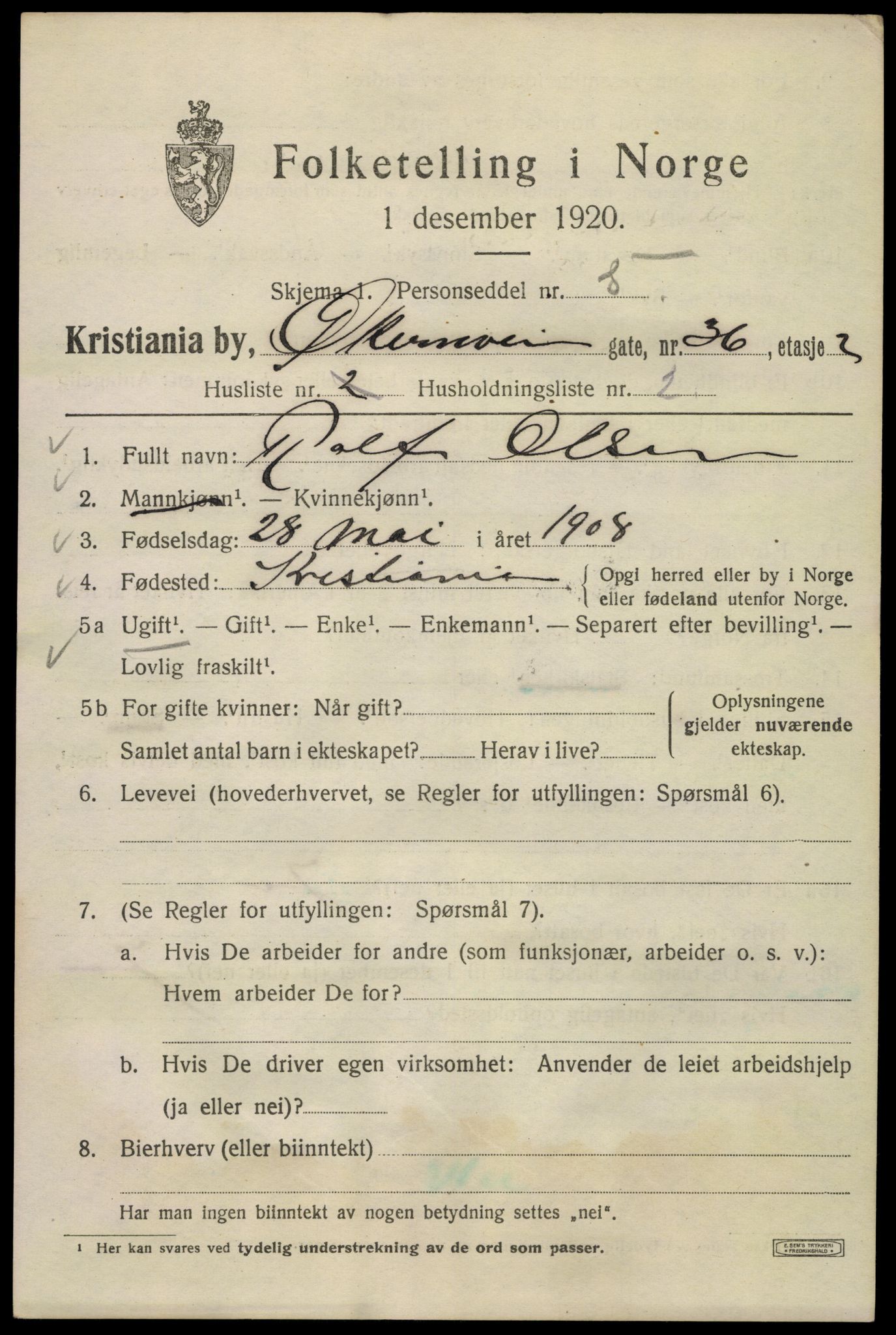 SAO, 1920 census for Kristiania, 1920, p. 655651