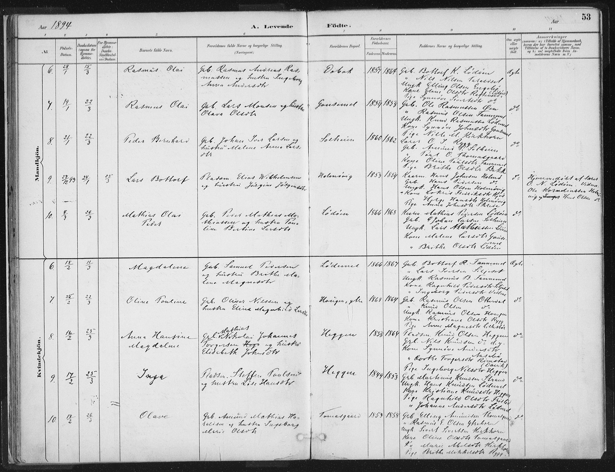 Hornindal sokneprestembete, AV/SAB-A-82401/H/Haa/Haaa/L0003/0001: Parish register (official) no. A 3A, 1887-1917, p. 53