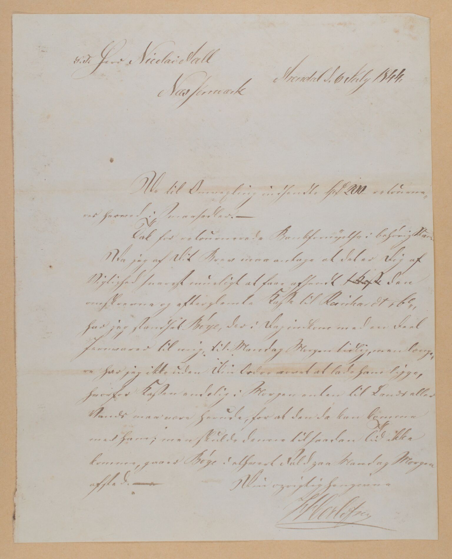 Familien Aalls privatarkiv , NESJ/NJM-005/E-00004/L0018: Inngående brev 1844, del 2, 1844