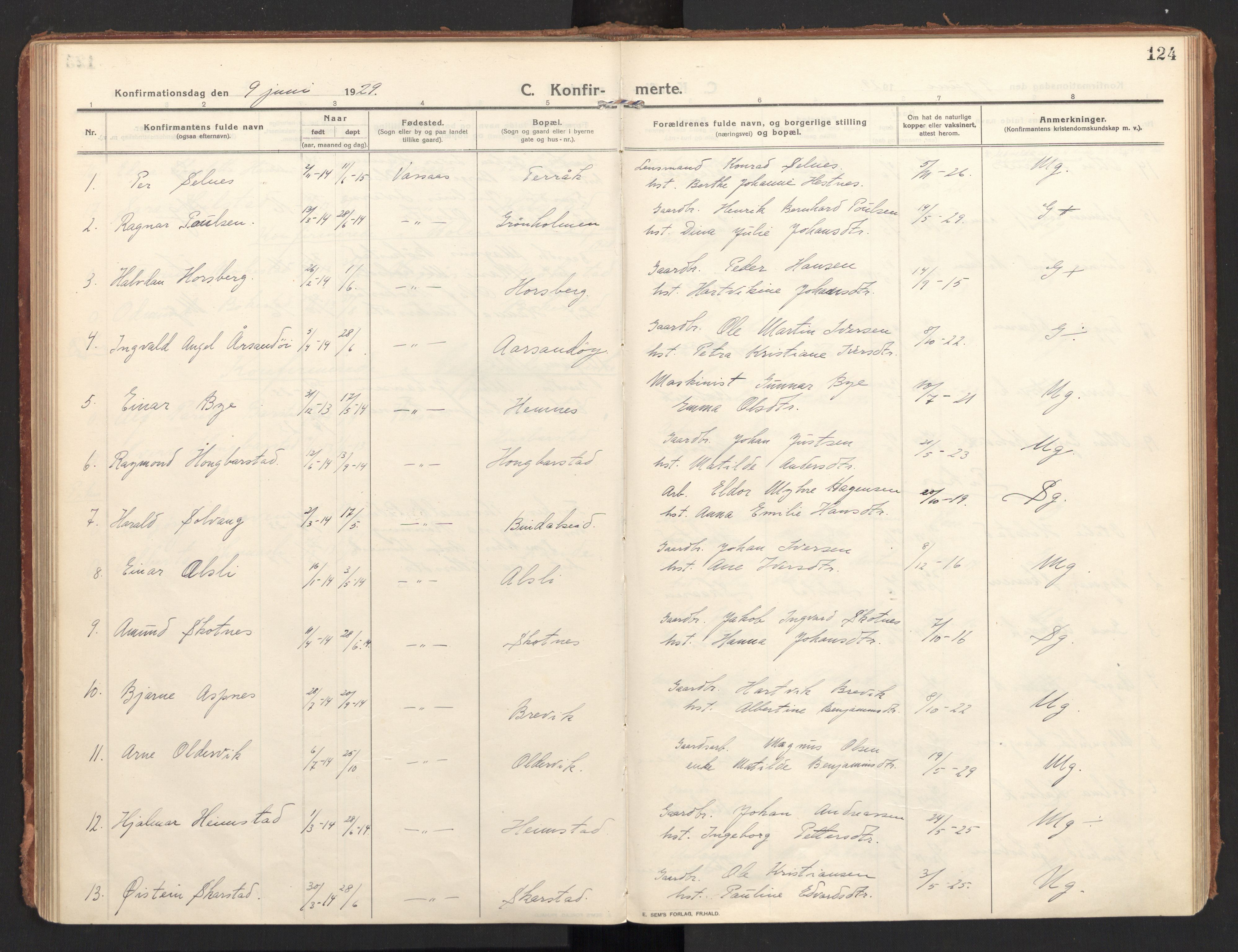 Ministerialprotokoller, klokkerbøker og fødselsregistre - Nordland, SAT/A-1459/810/L0156: Parish register (official) no. 810A15, 1915-1930, p. 124