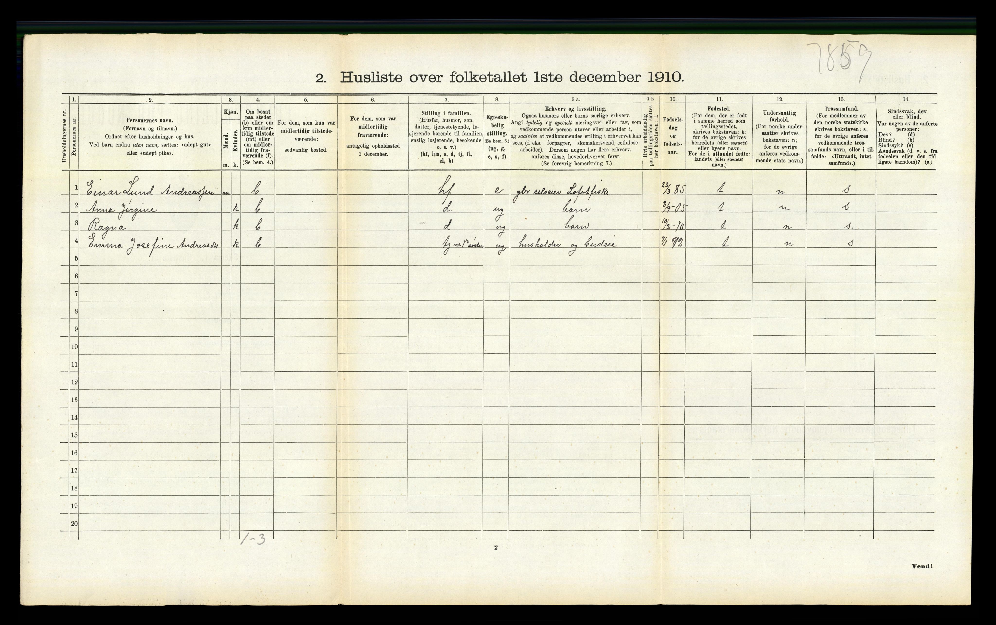 RA, 1910 census for Vefsn, 1910, p. 701