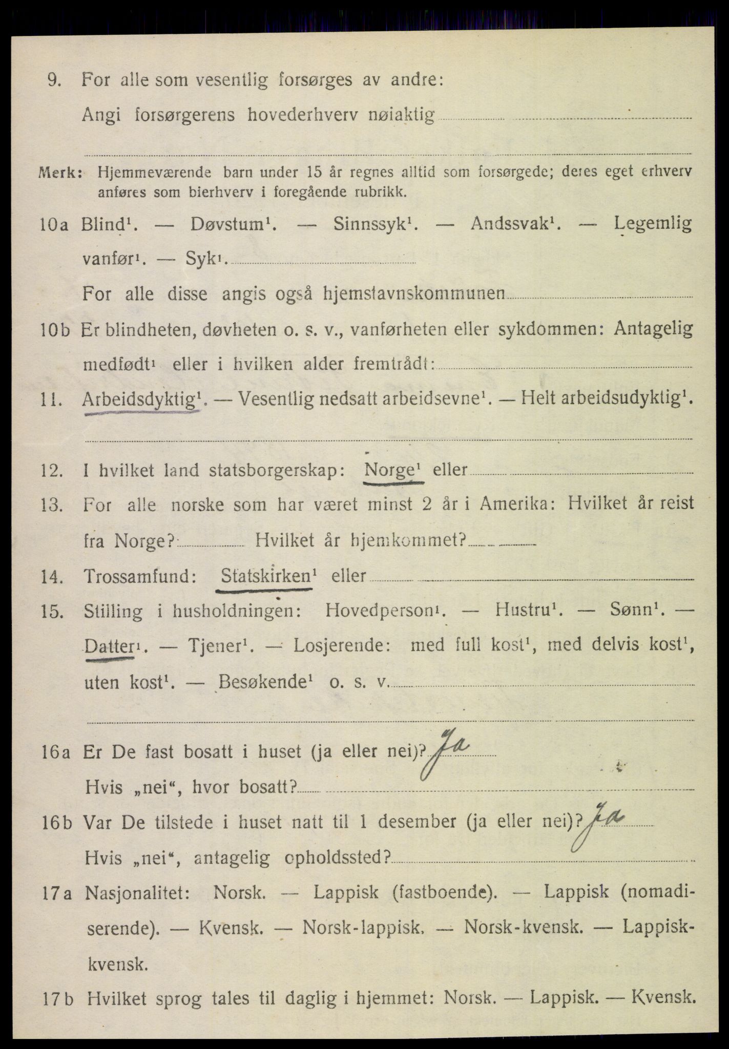 SAT, 1920 census for Fauske, 1920, p. 10453