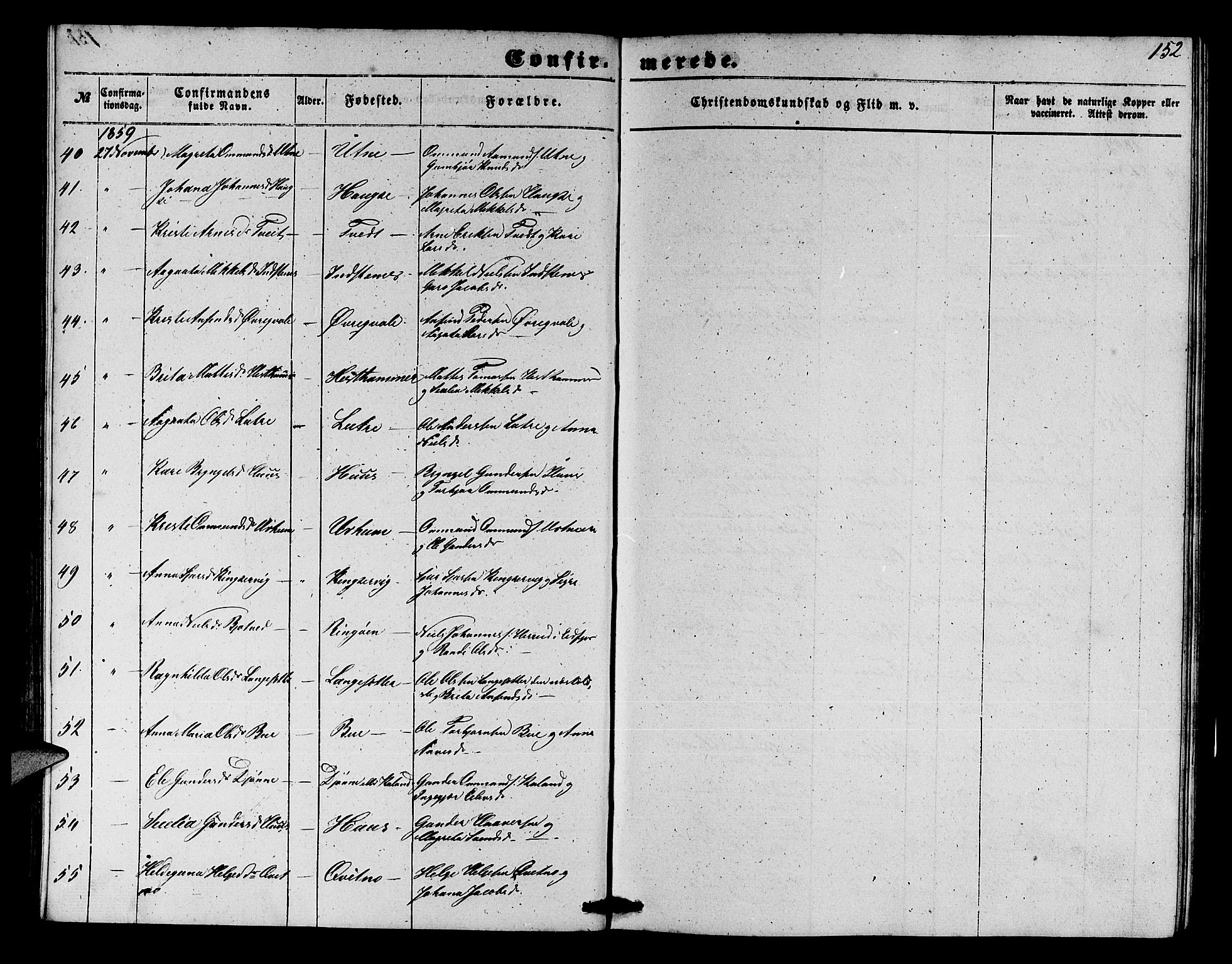 Ullensvang sokneprestembete, SAB/A-78701/H/Hab: Parish register (copy) no. E 6, 1857-1886, p. 152